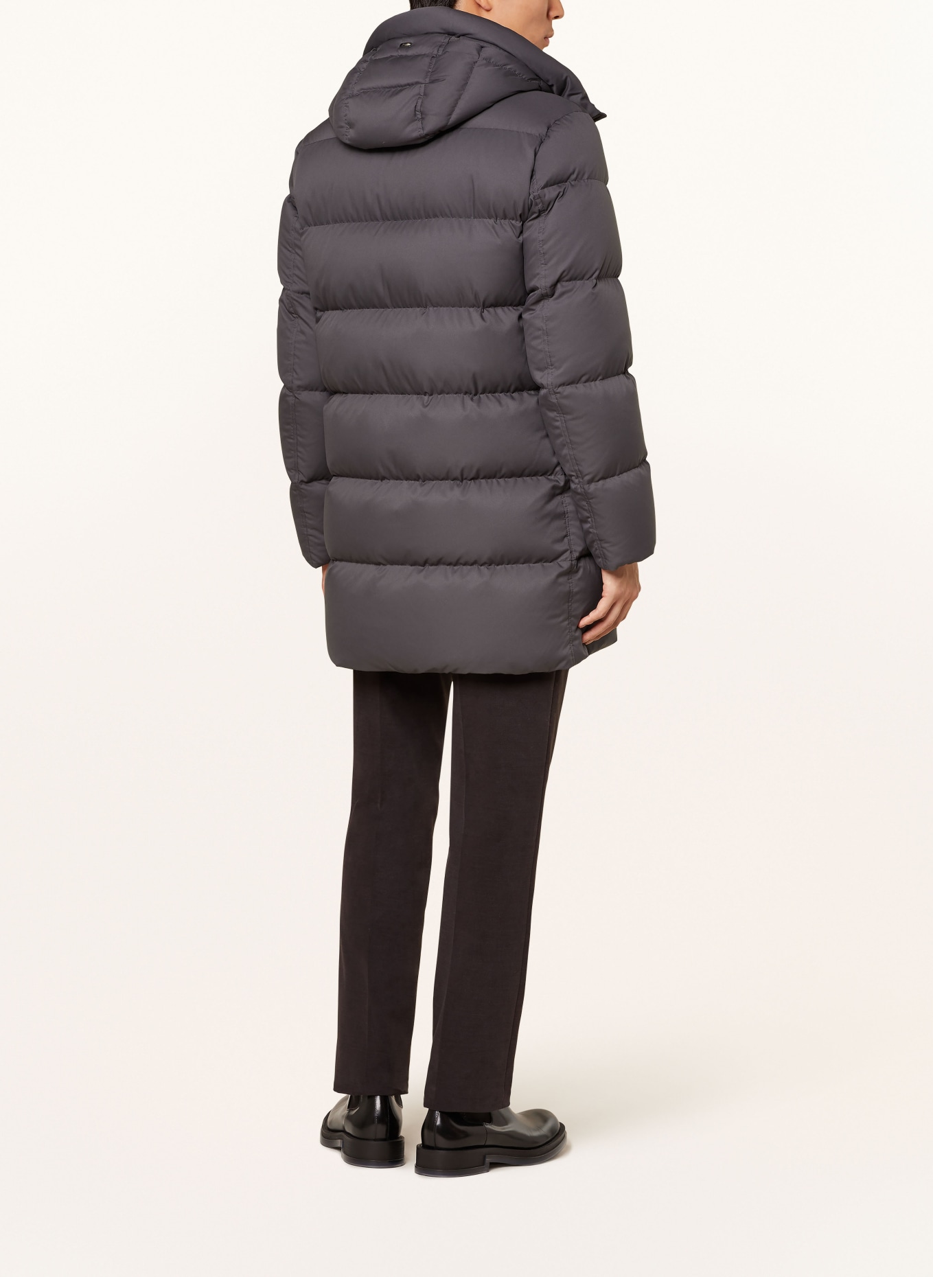 HERNO Down jacket with detachable faux fur: DARK GRAY