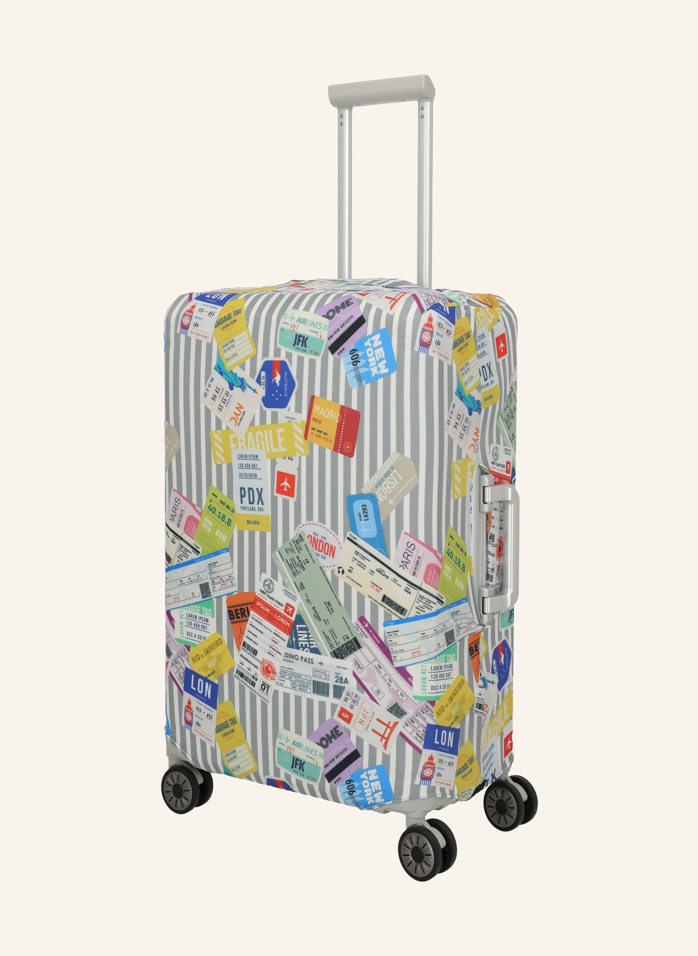 travelite Kofferhülle MEDIUM: WEISS / GRAU