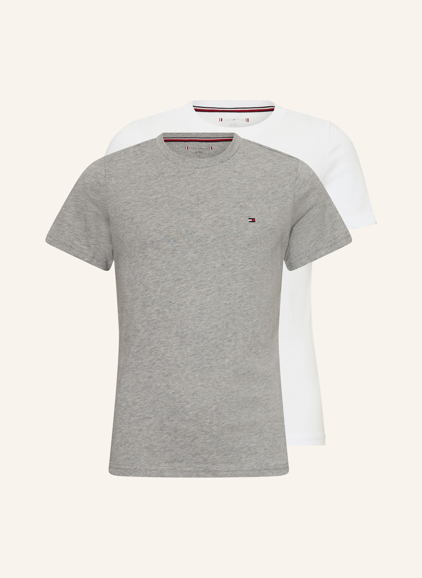 TOMMY HILFIGER 2er-Pack T-Shirts, Farbe: GRAU/ WEISS (Bild 1)