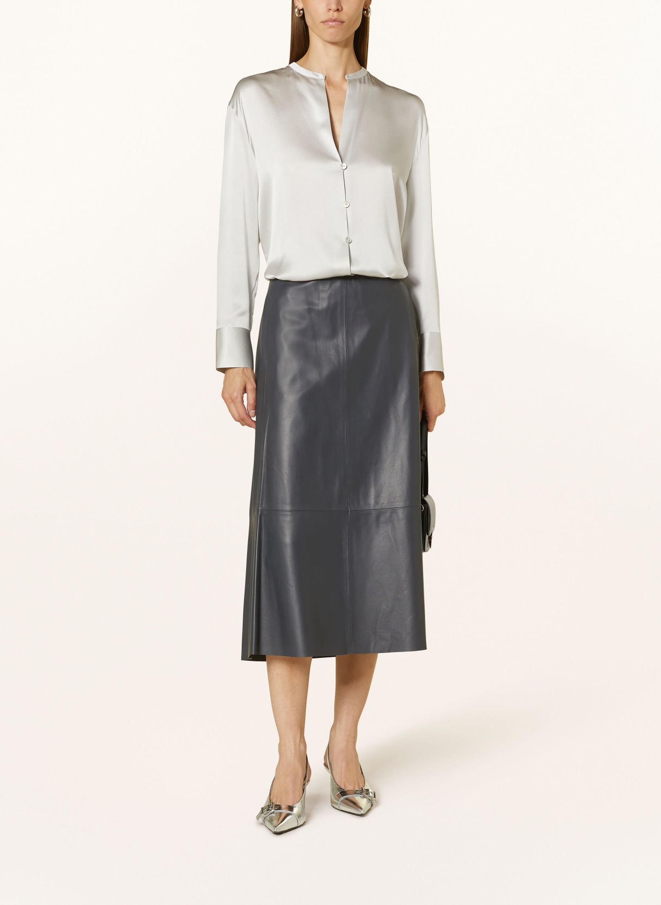 VINCE Leather skirt, Color: BLUE GRAY (Image 2)