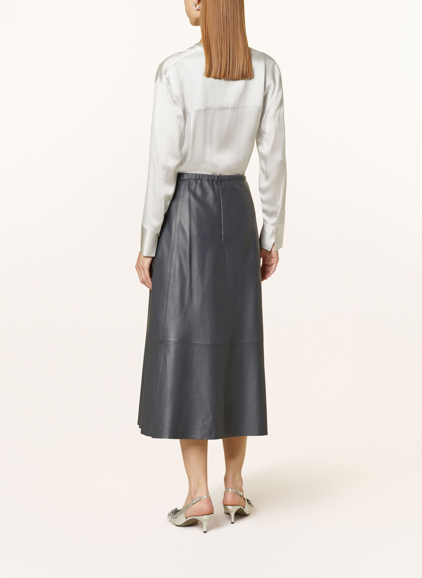 VINCE Leather skirt, Color: BLUE GRAY (Image 3)