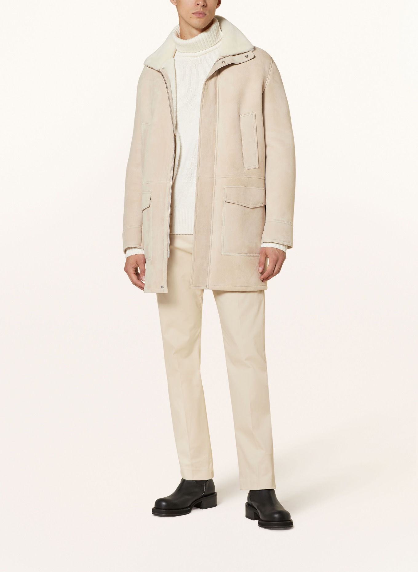 ARMA Leather coat MANO with lambskin: ECRU