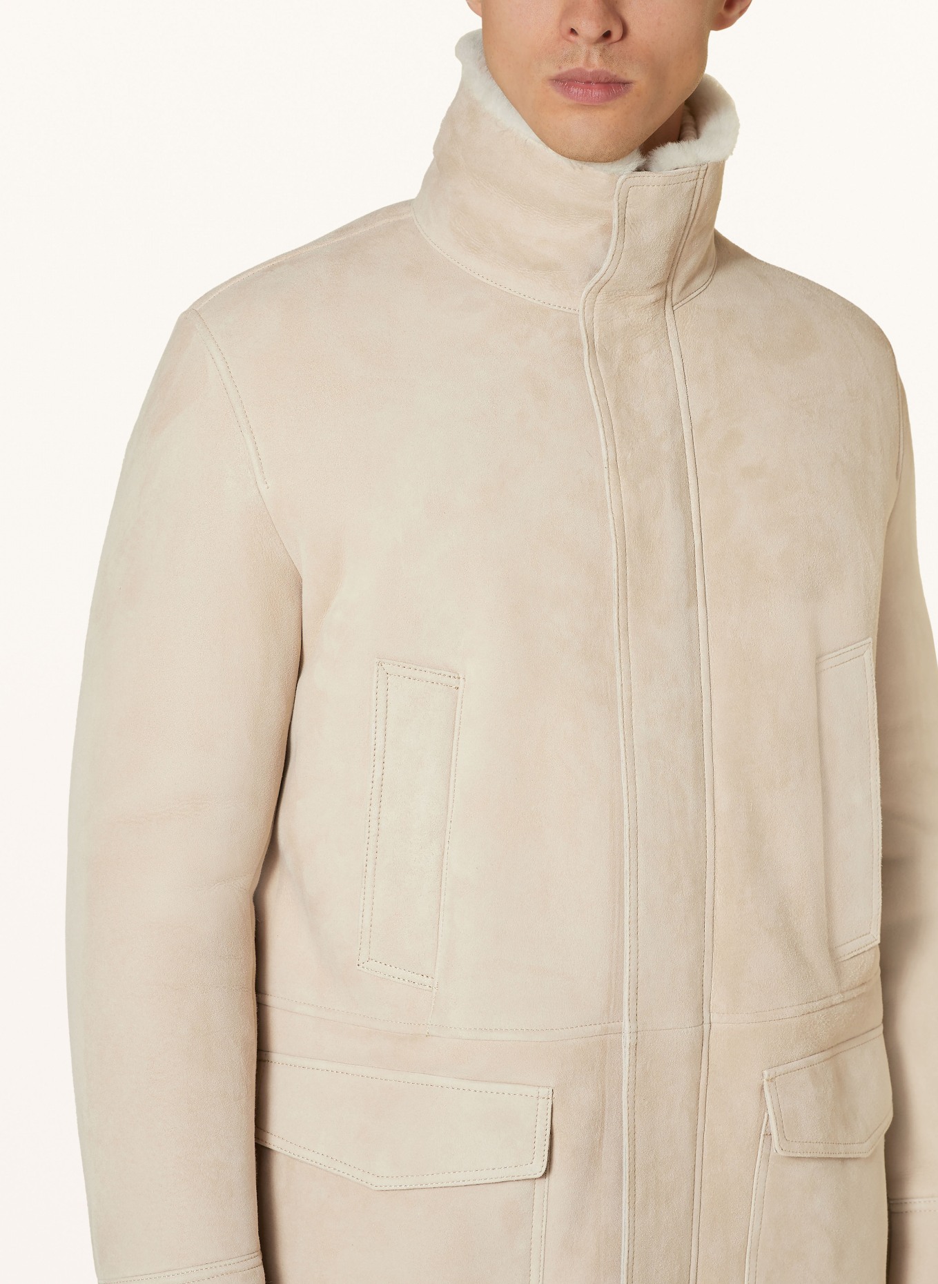 ARMA Leather coat MANO with lambskin: ECRU