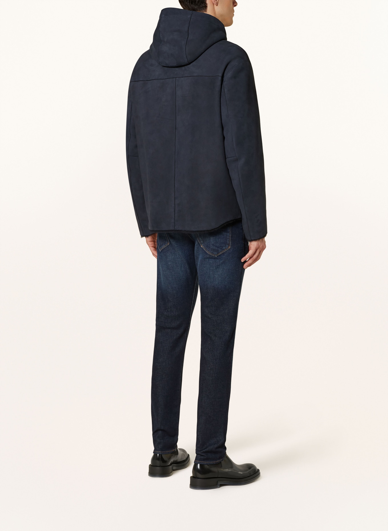 EMPORIO ARMANI Leather jacket in dark blue