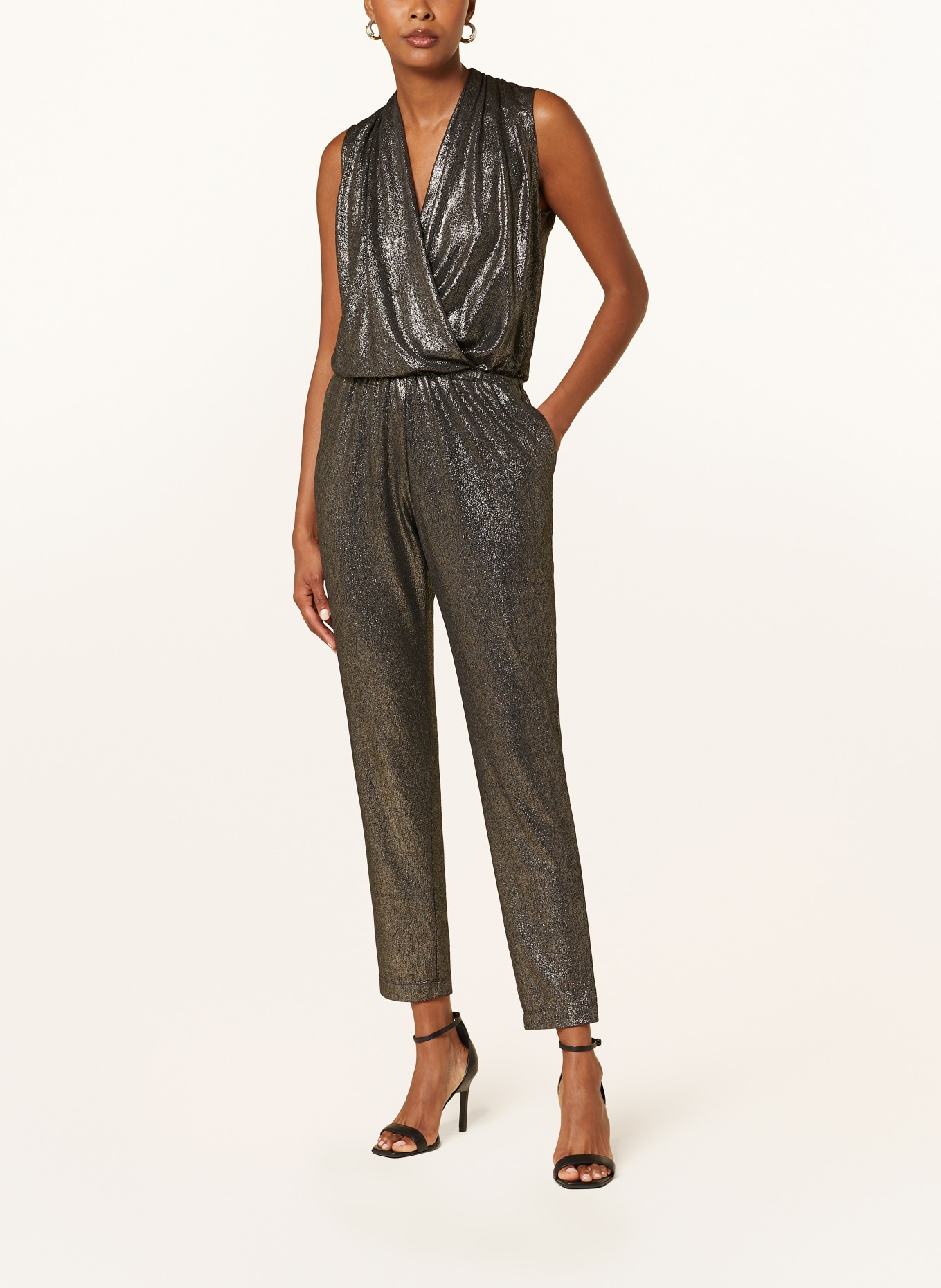 Black and silver jumpsuit sales