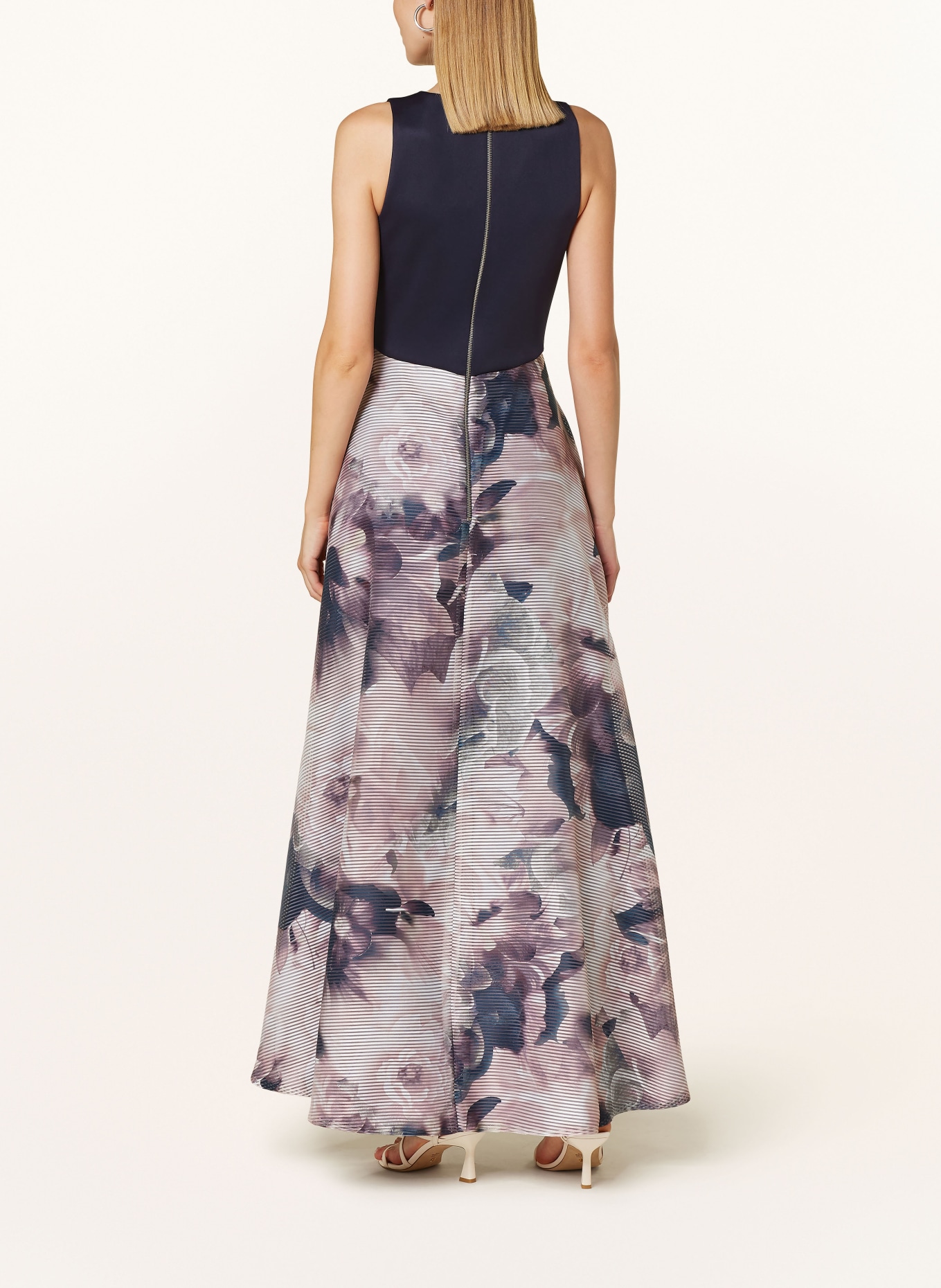 SWING Abendkleid im Materialmix: DUNKELBLAU / HELLLILA / HELLROSA