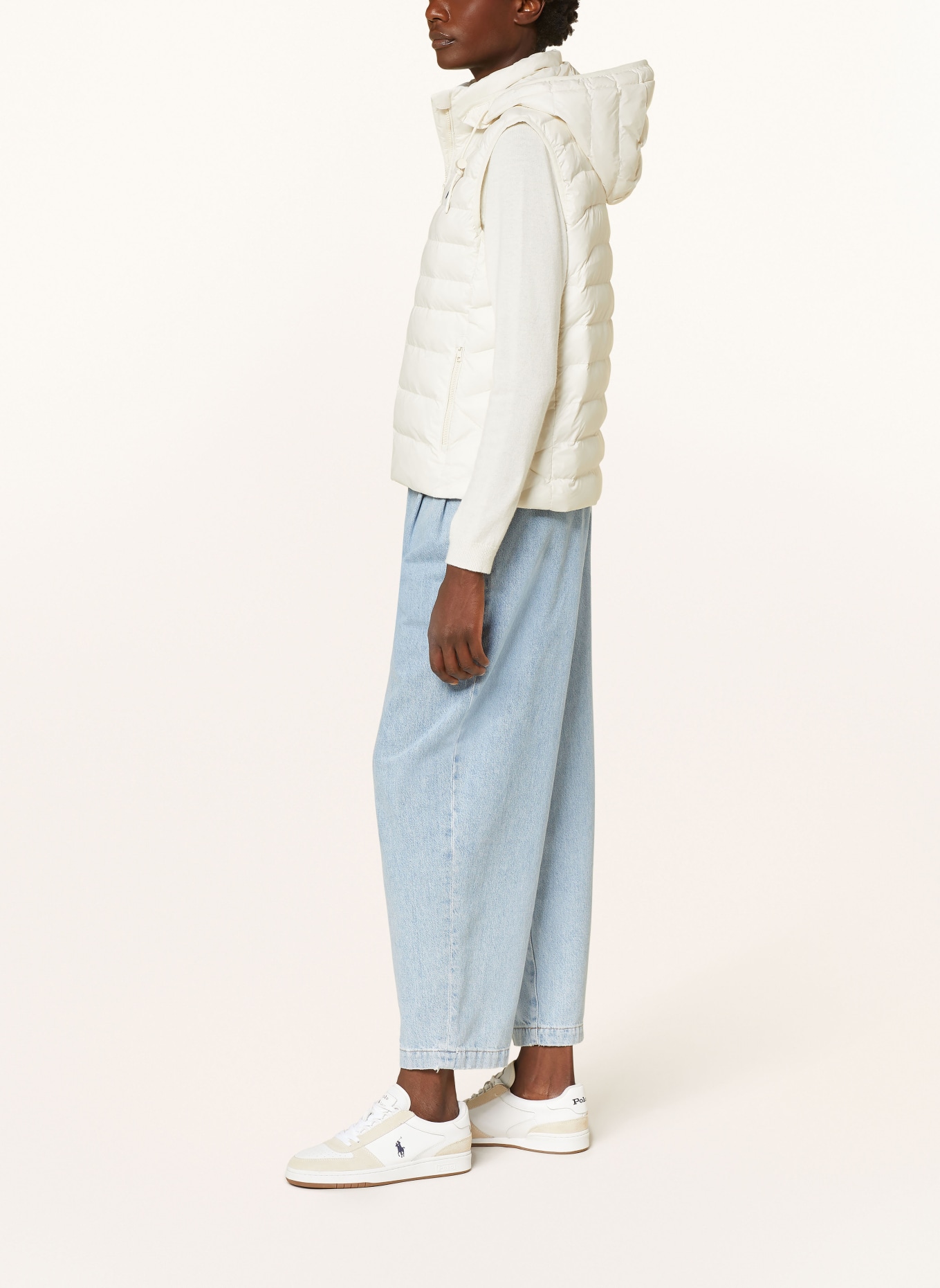 POLO RALPH LAUREN Steppweste mit abnehmbarer Kapuze: CREME