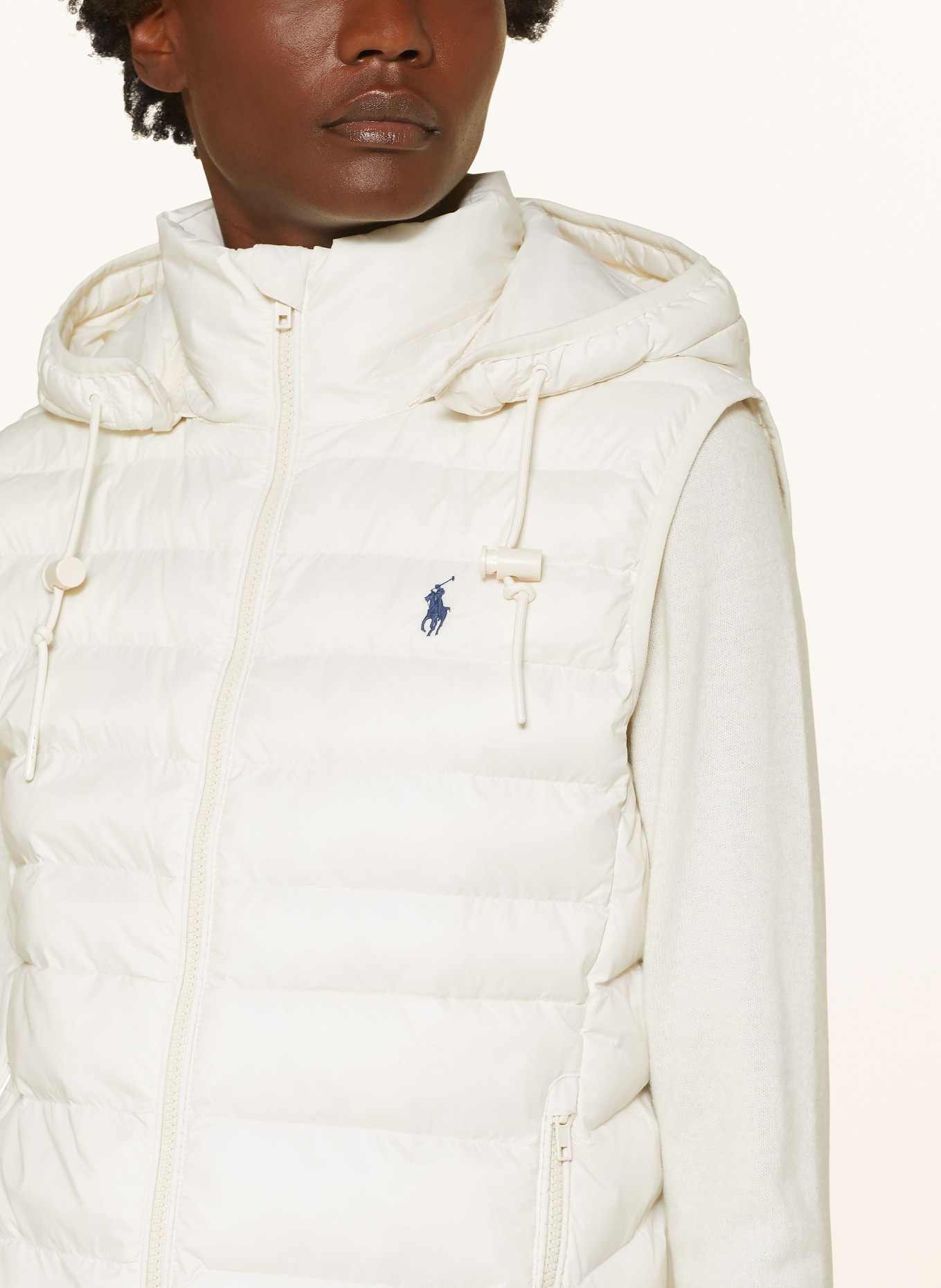 POLO RALPH LAUREN Steppweste mit abnehmbarer Kapuze: CREME