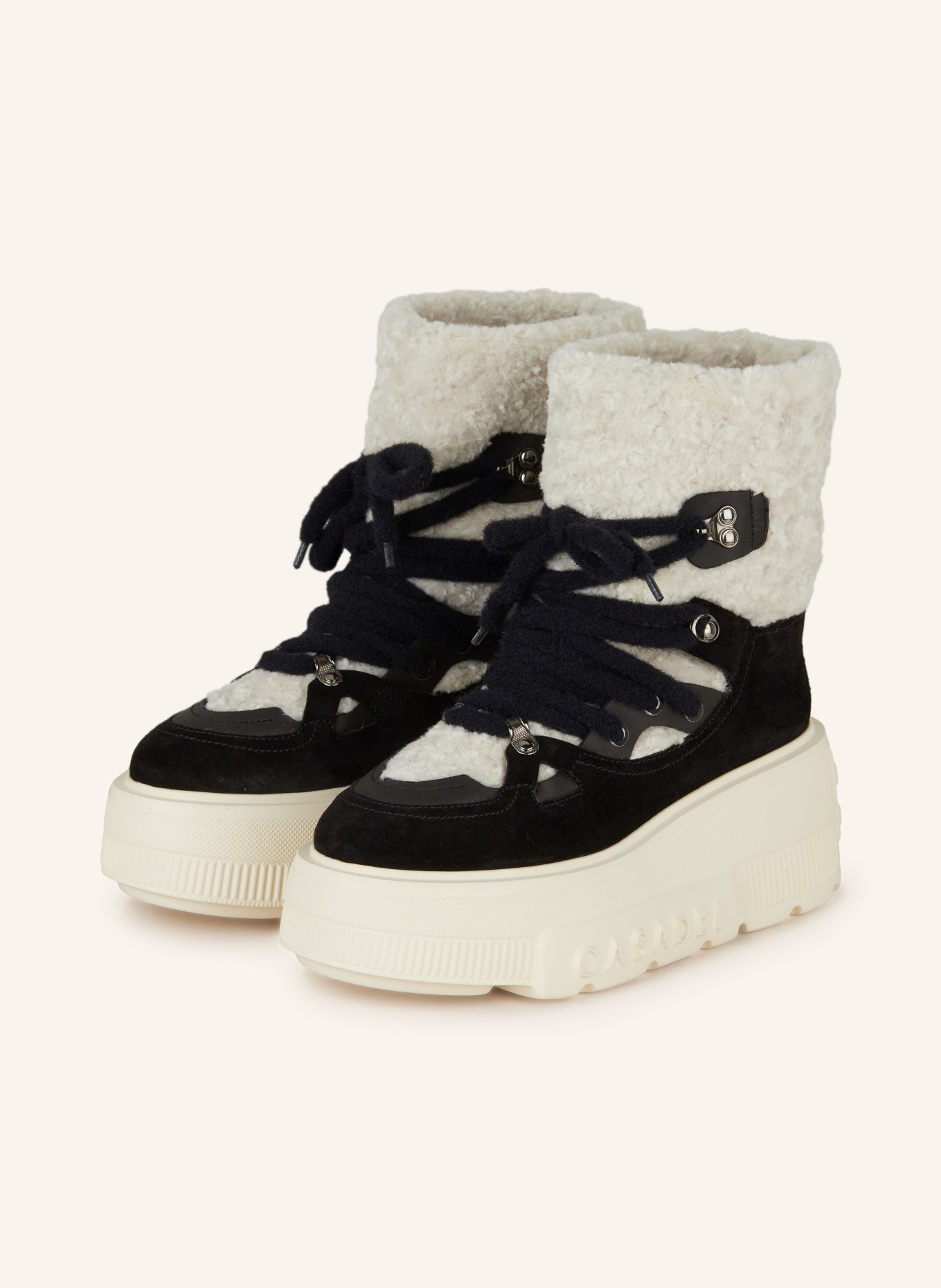 CASADEI Platform boots NEXUS in black ecru