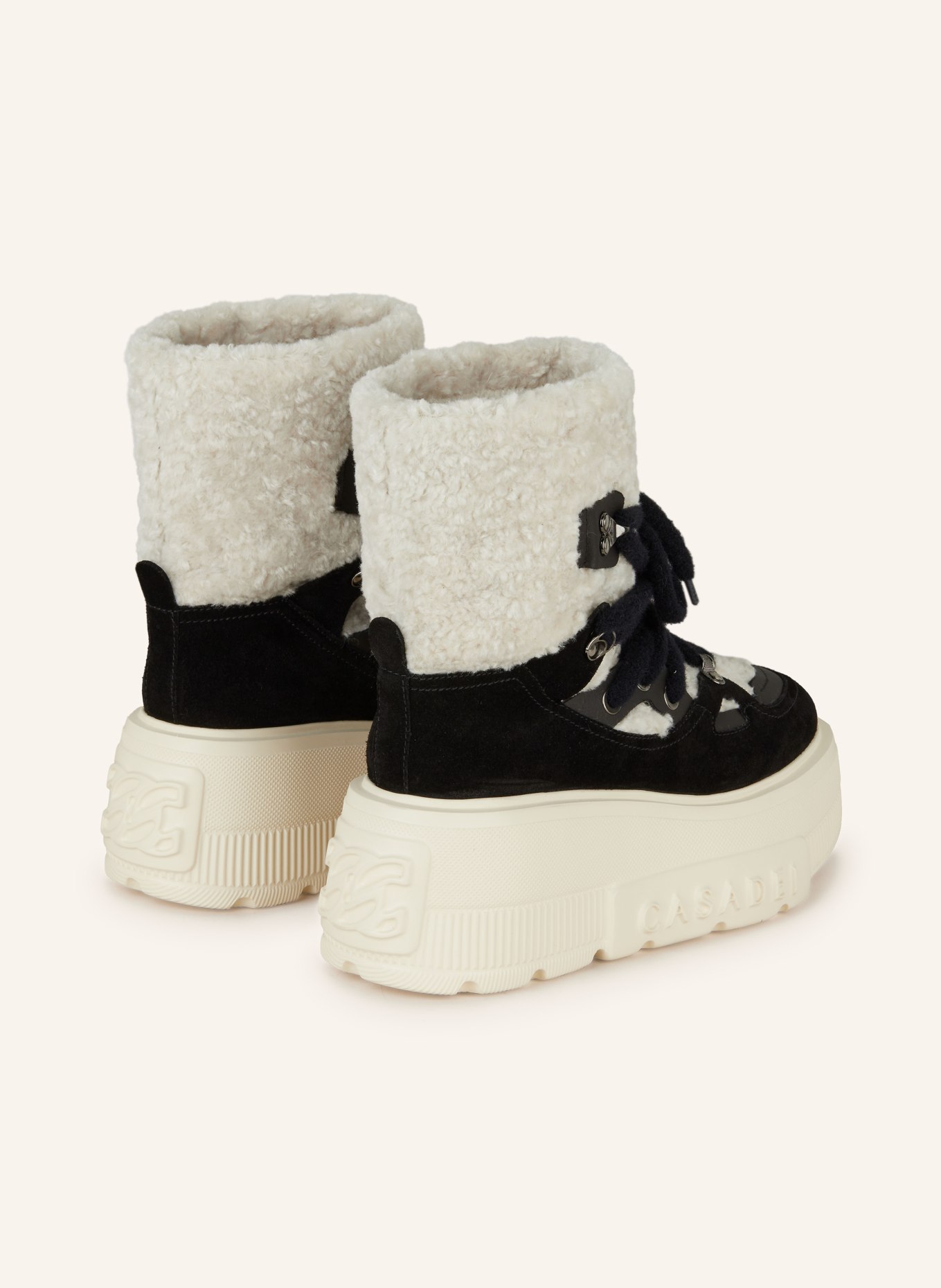 CASADEI Platform boots NEXUS: BLACK / ECRU