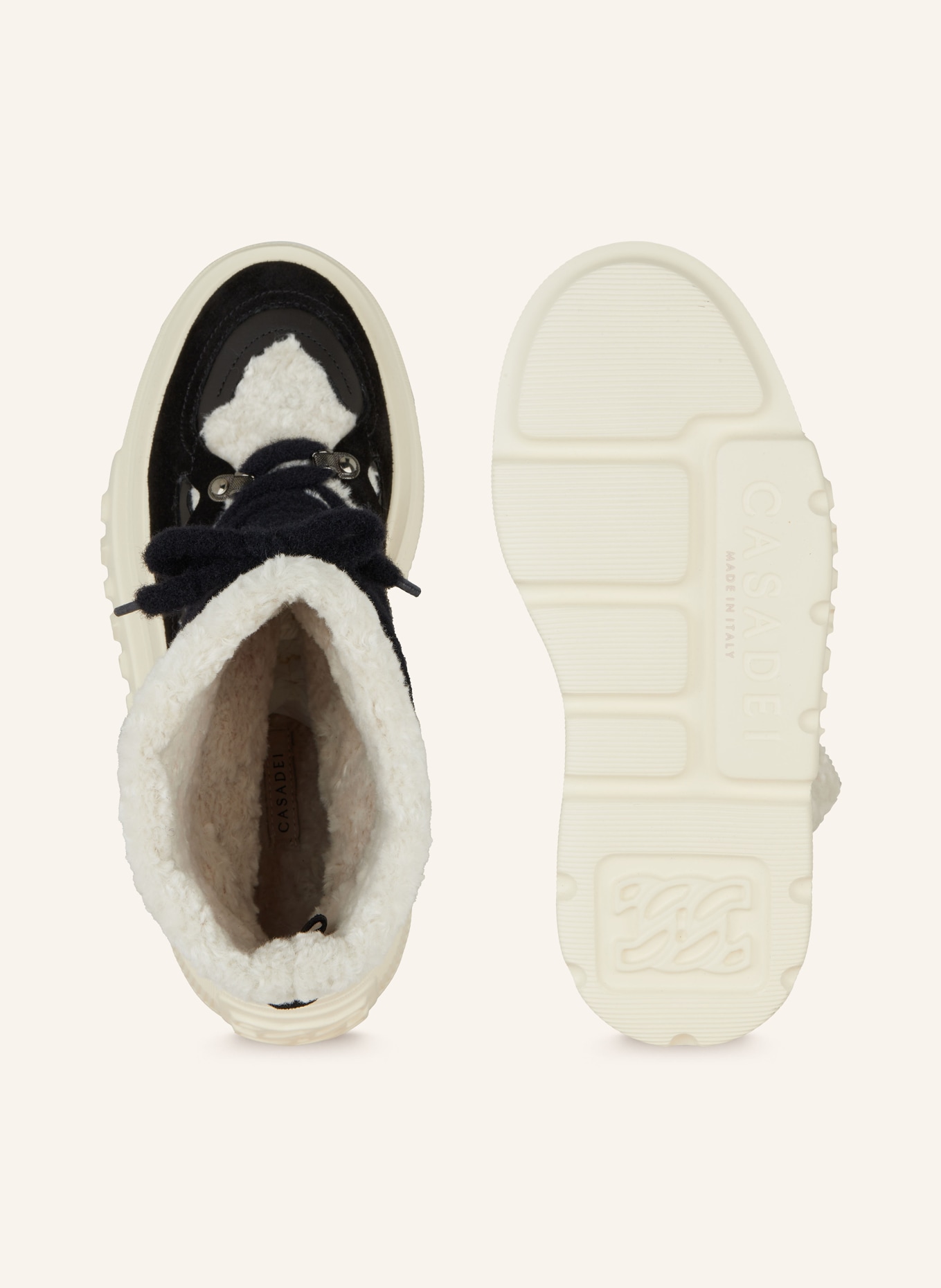 CASADEI Platform boots NEXUS: BLACK / ECRU