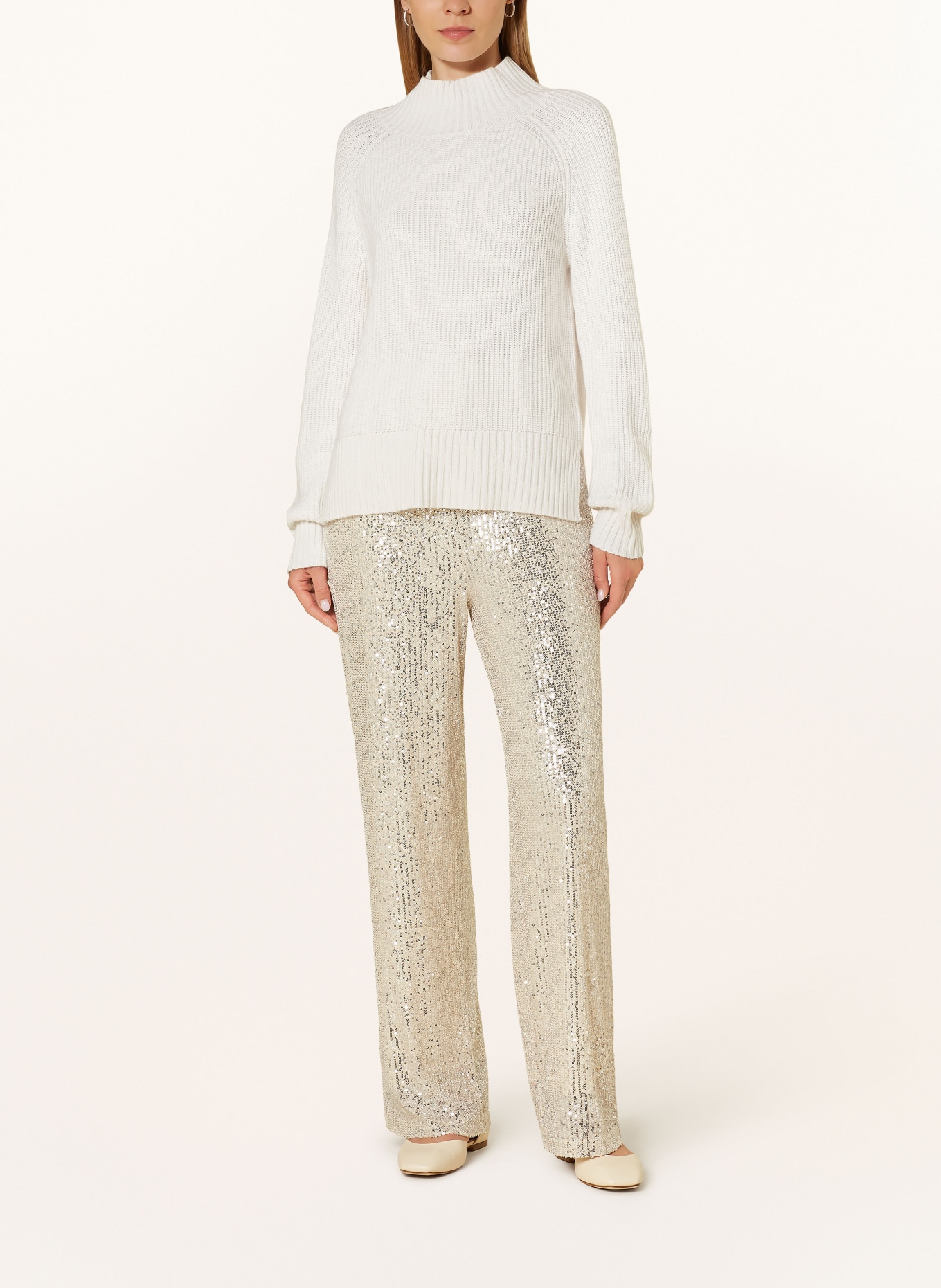 darling harbour Marlenehose mit Pailletten: SILBER / CREME