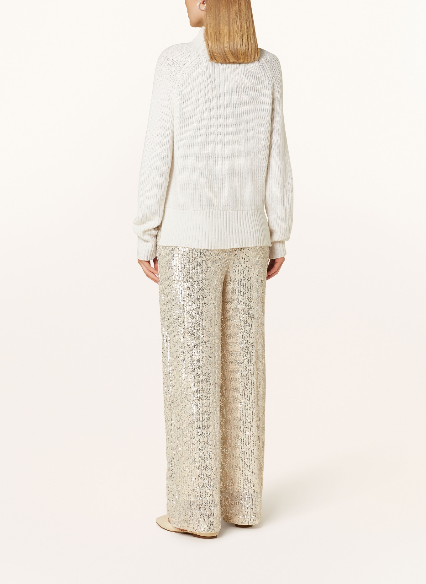 darling harbour Marlenehose mit Pailletten: SILBER / CREME