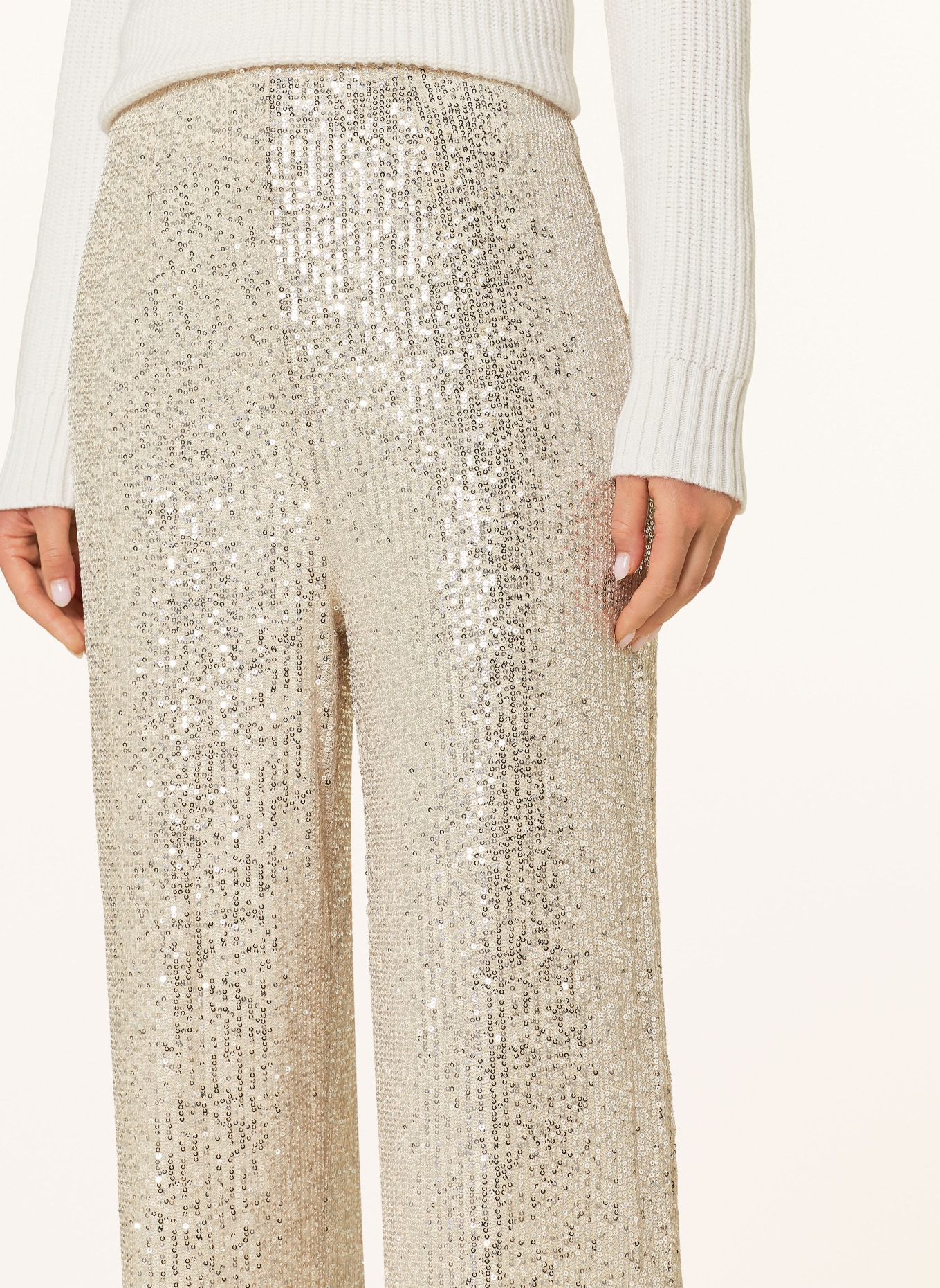 darling harbour Marlenehose mit Pailletten: SILBER / CREME