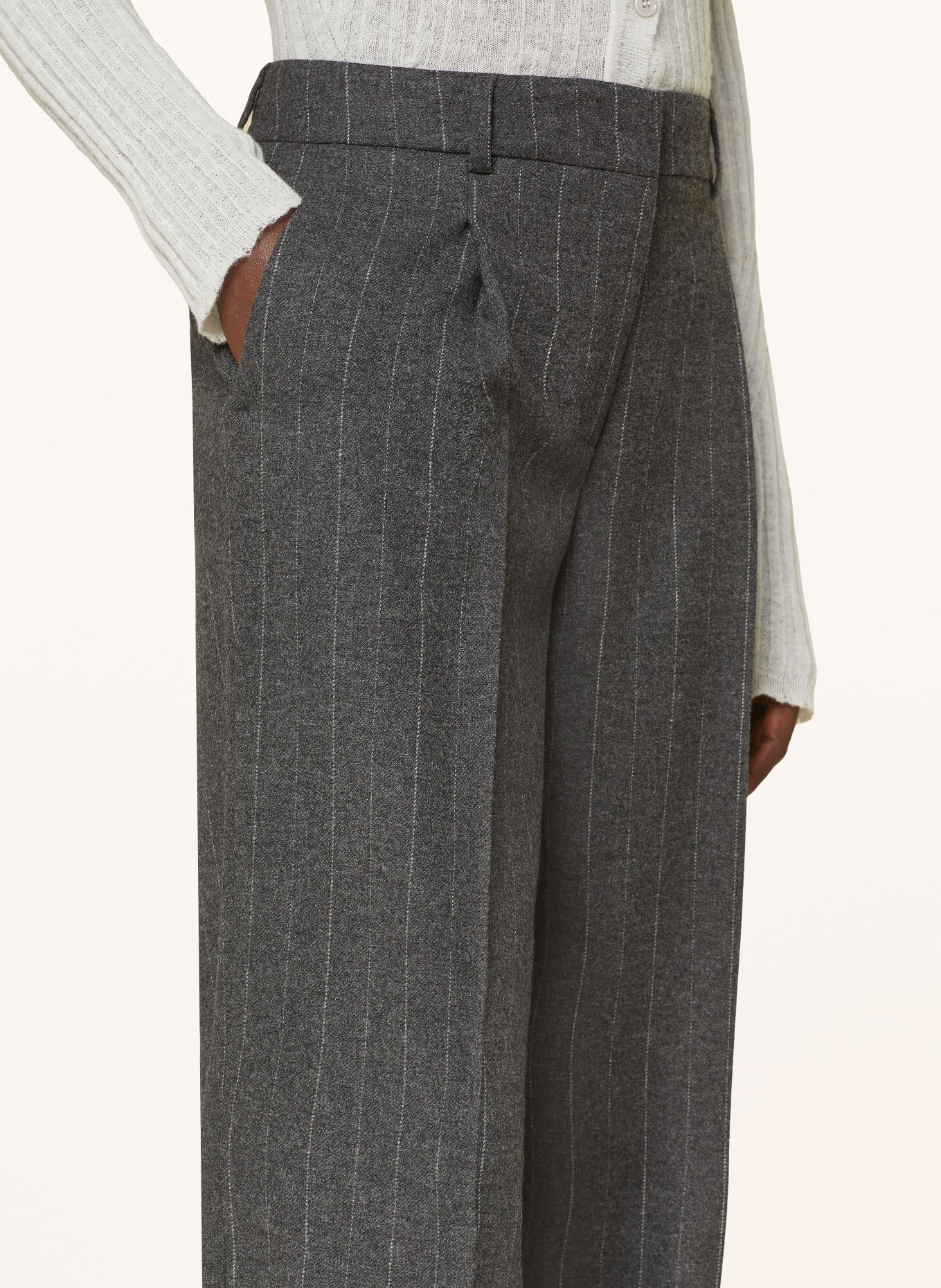 PESERICO EASY Wide leg trousers, Color: DARK GRAY/ LIGHT GRAY (Image 5)