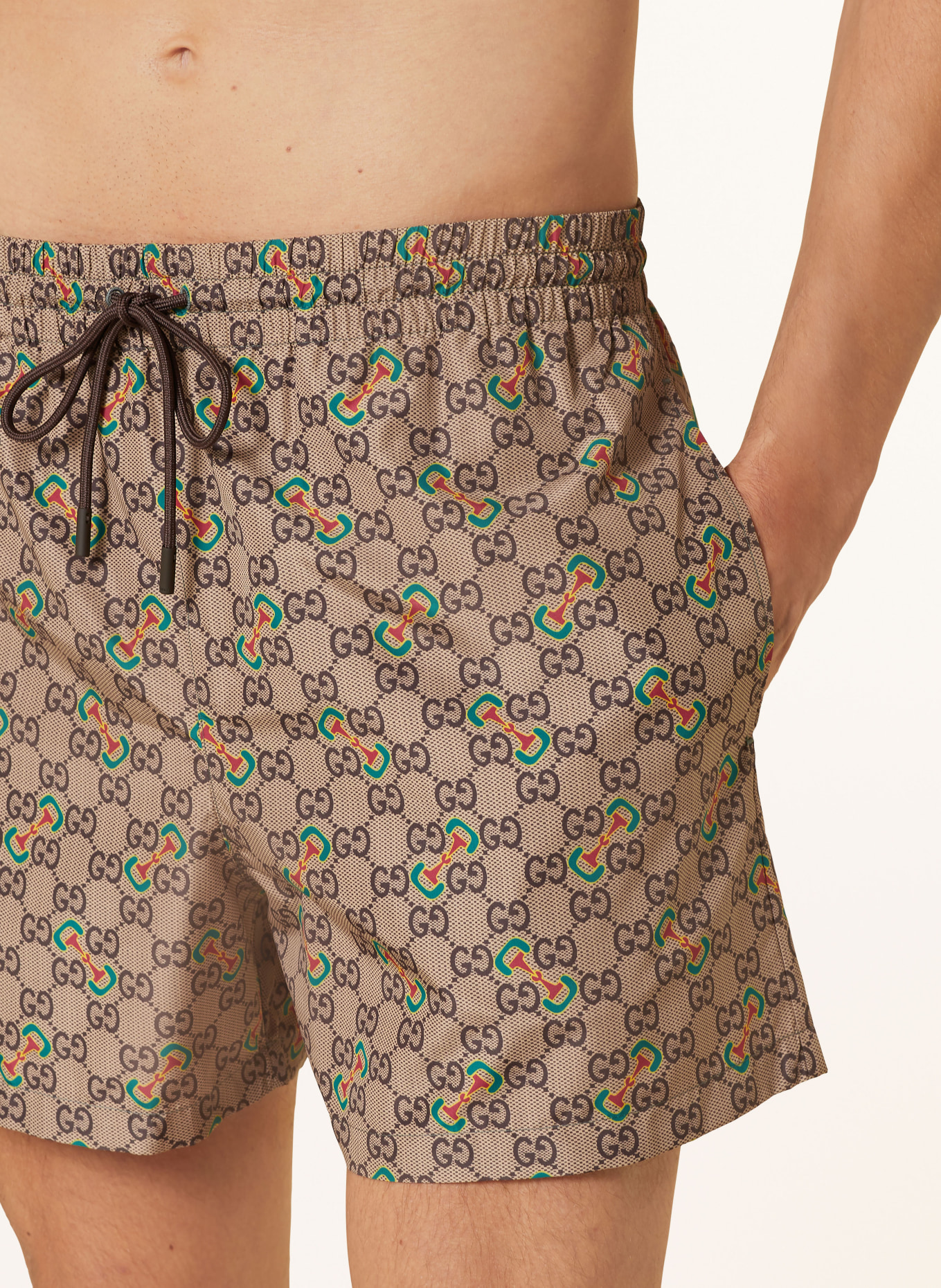 GUCCI Swim shorts GG in green brown red