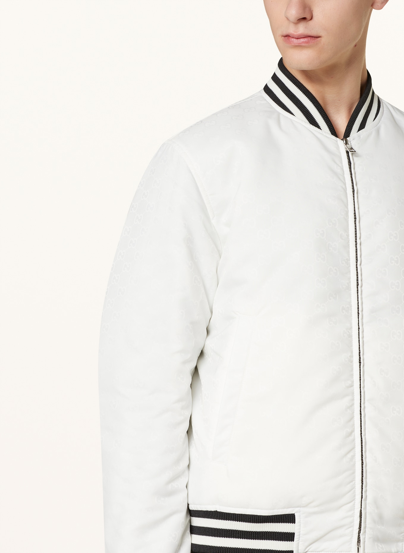 White gucci bomber jacket top