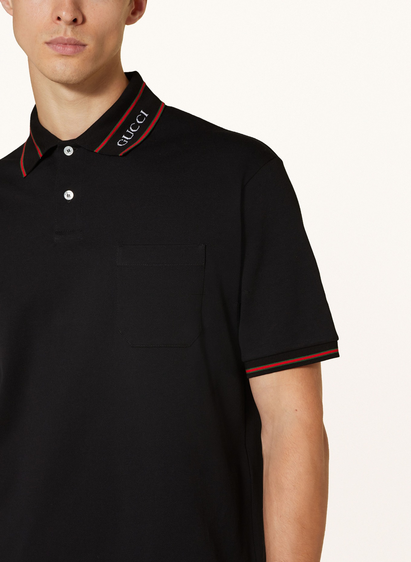 GUCCI Piqué polo shirt: BLACK