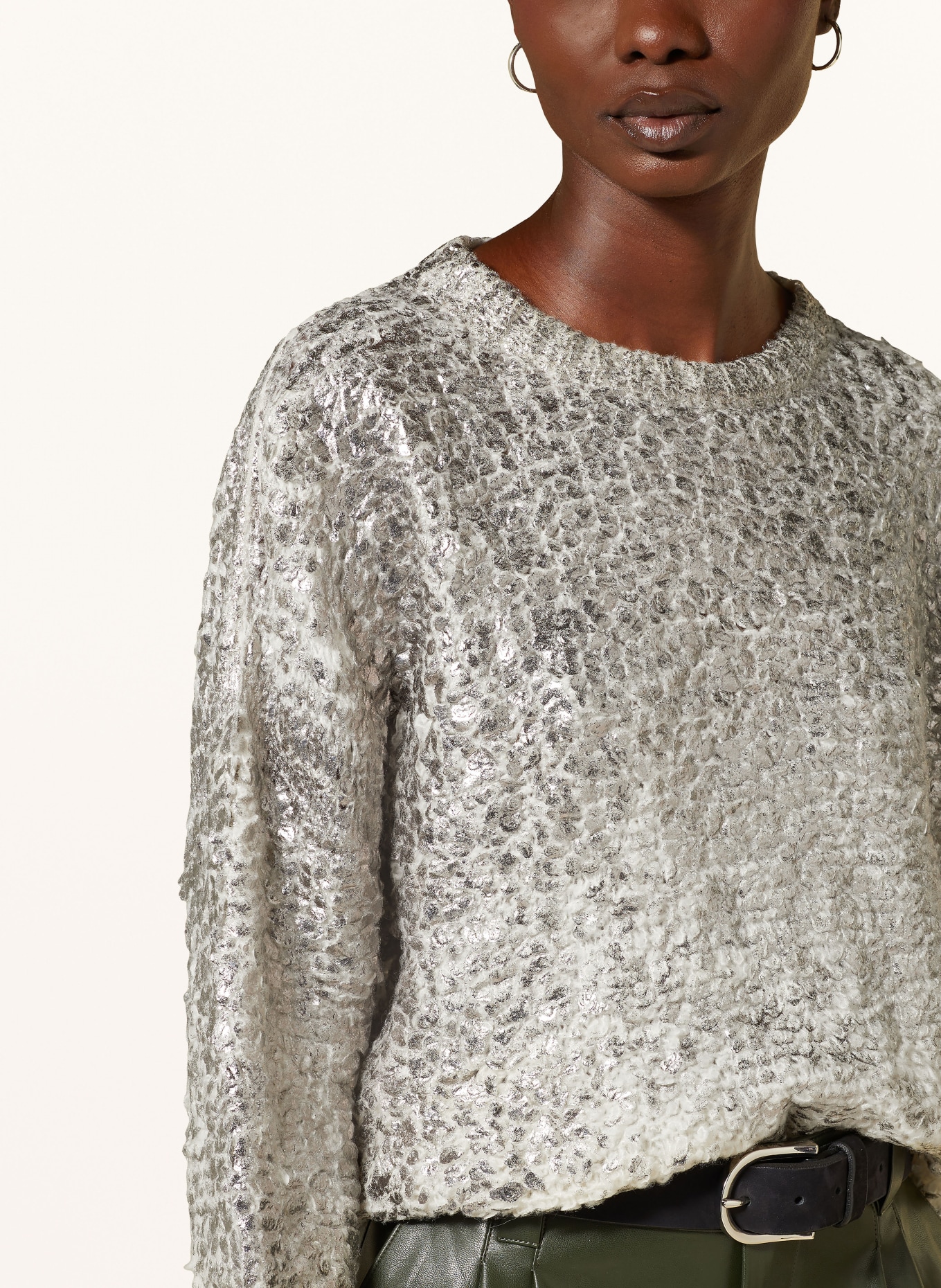 AVANT TOI Cashmere sweater in silver/ light gray/ ecru