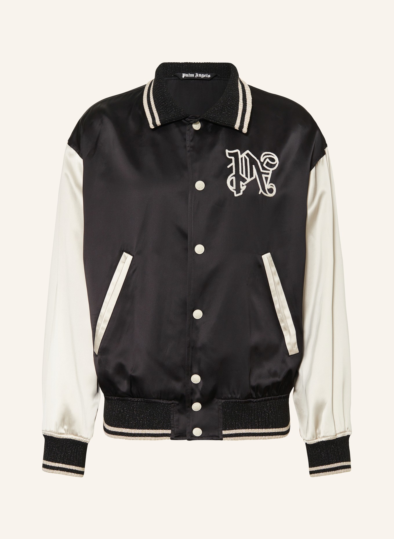 Palm Angels College jacket in satin with glitter thread