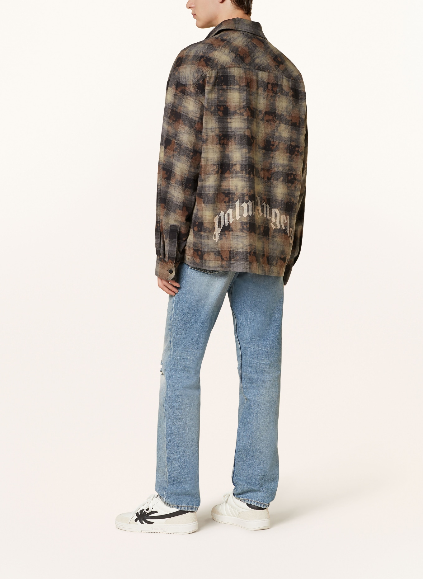 Palm Angels Jeansy w stylu destroyed regular fit: LIGHT GREY OFF