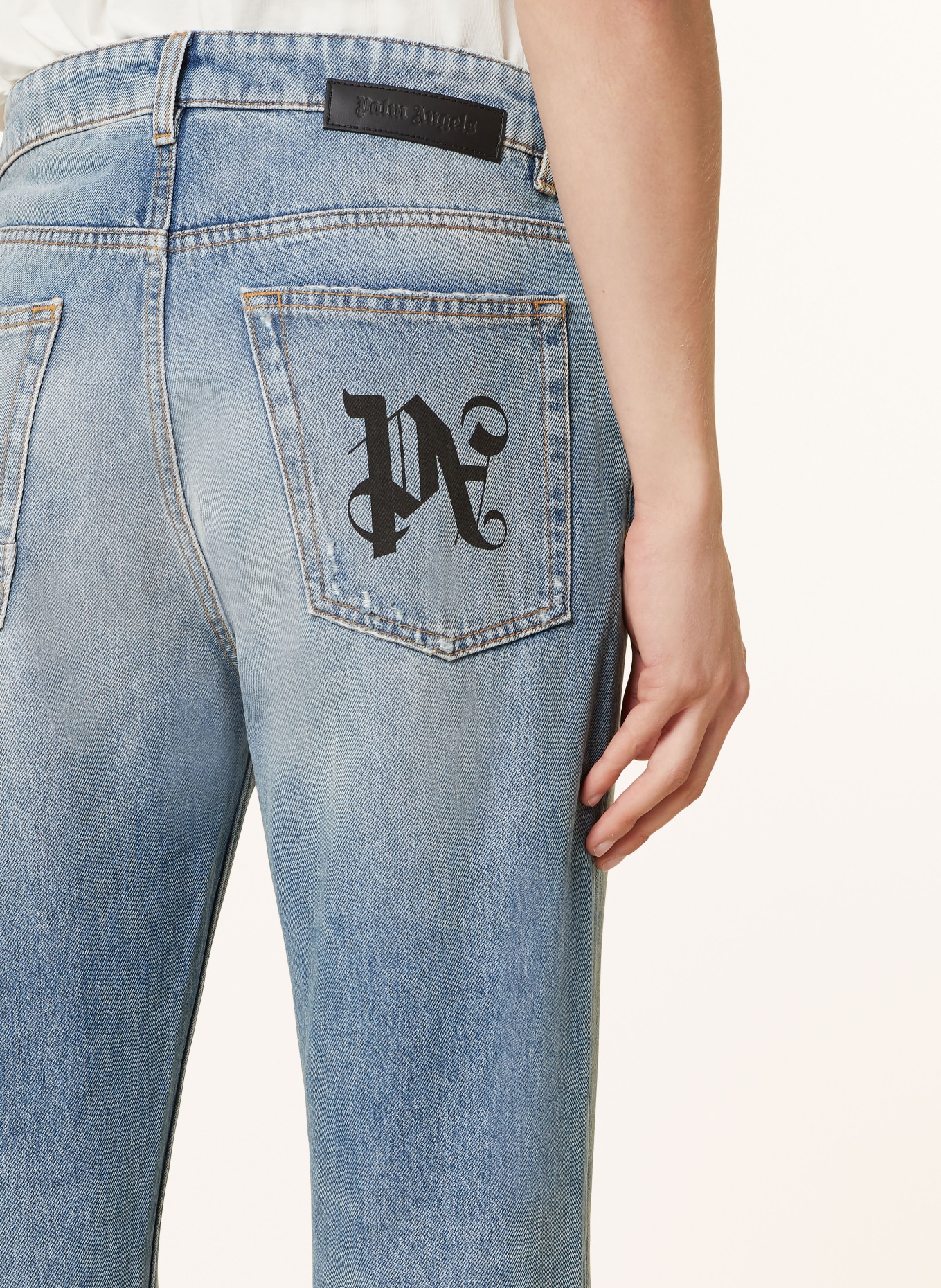 Palm Angels Jeansy w stylu destroyed regular fit: LIGHT GREY OFF