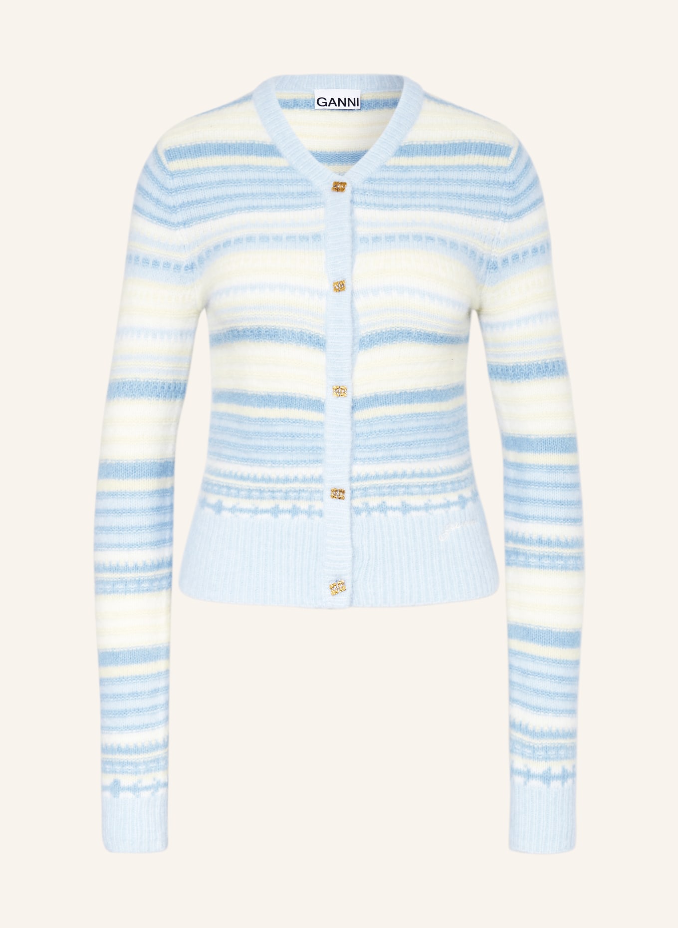 White and blue striped cardigan on sale