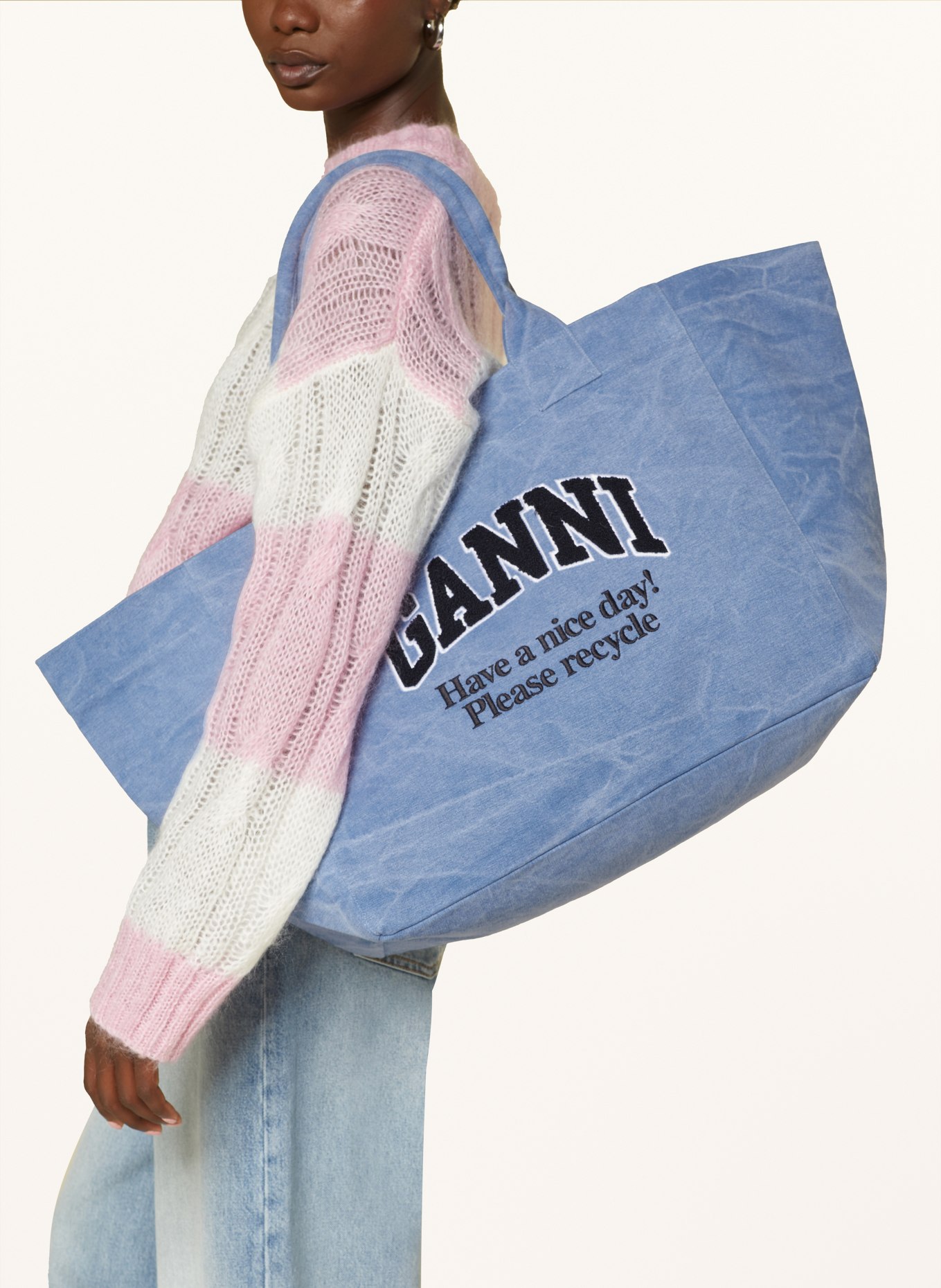 GANNI Shopper JET SET TRAVEL LARGE, Color: BLUE (Image 4)