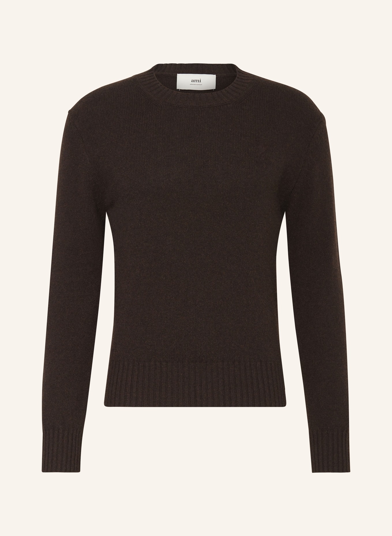 AMI PARIS Cashmere-Pullover: DUNKELBRAUN