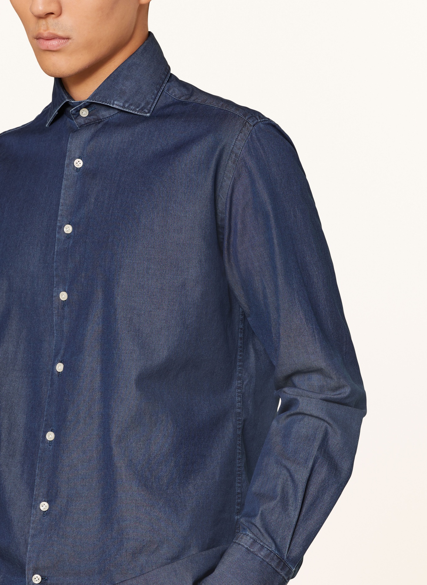 ARTIGIANO Shirt classic fit in denim look: BLUE
