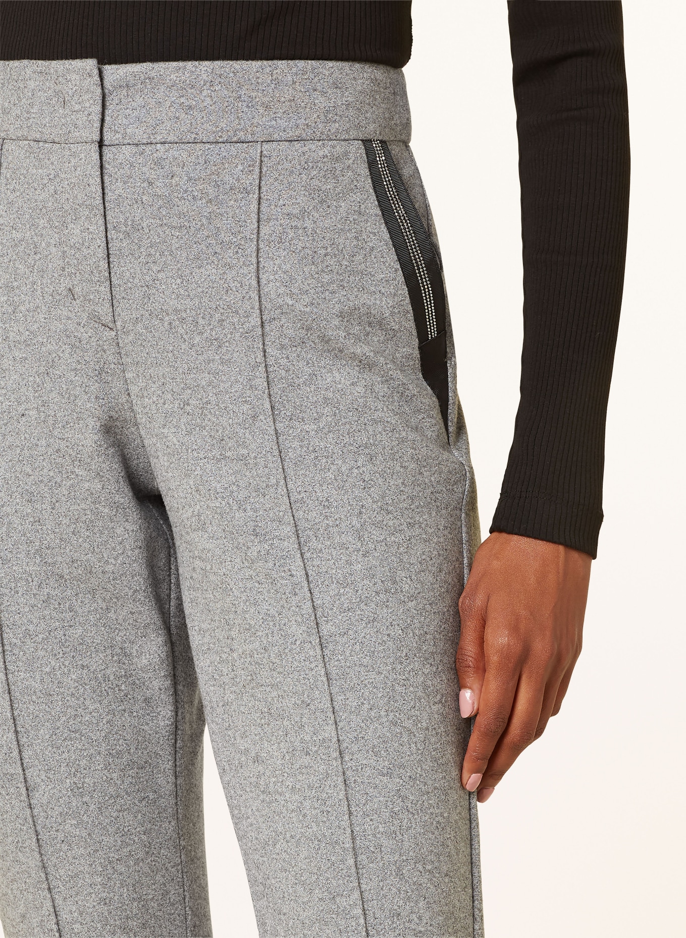 SPORTALM Trousers in jogger style with decorative gems, Color: LIGHT GRAY (Image 5)