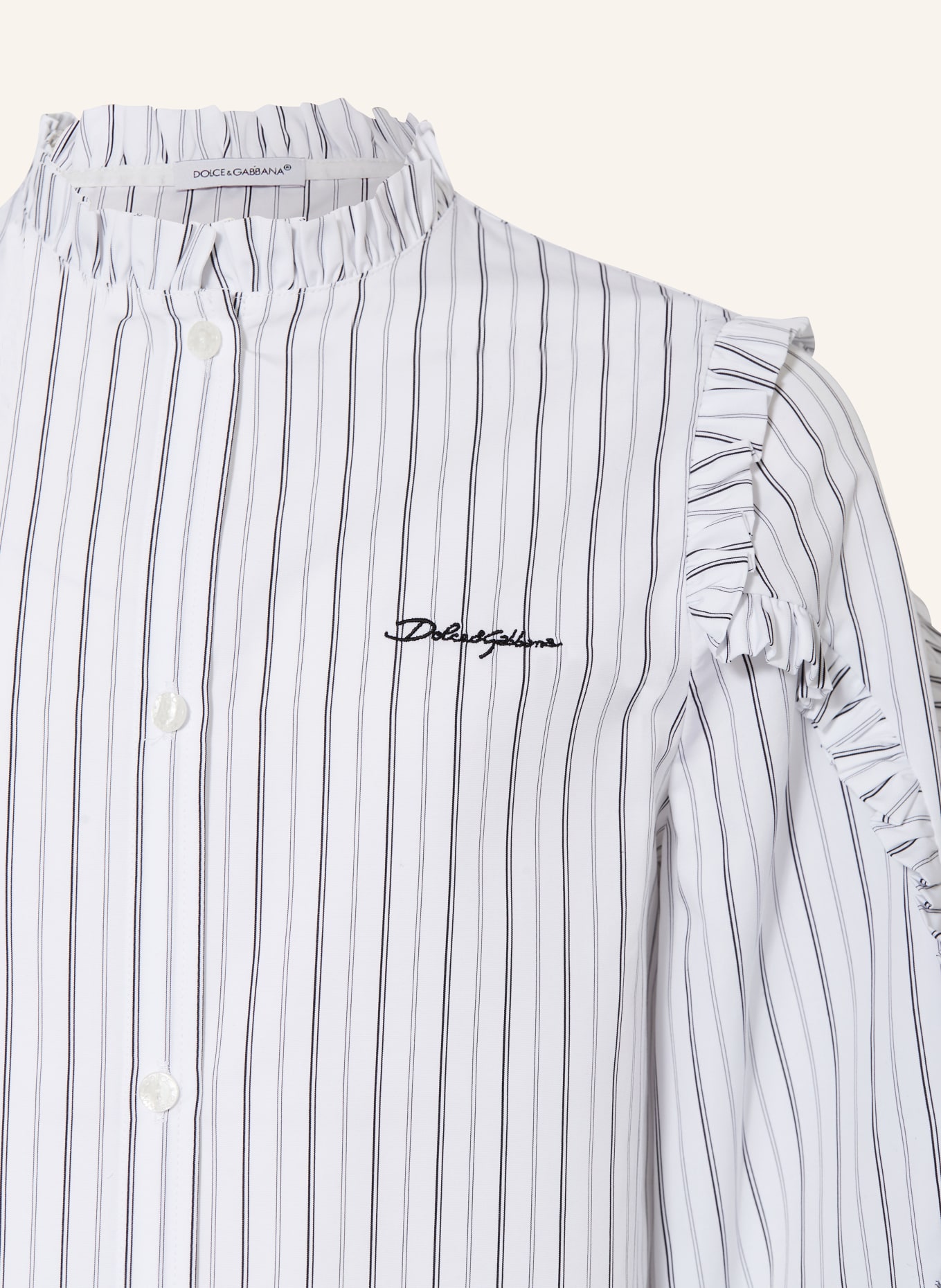 DOLCE & GABBANA Bluse mit Rüschen: WEISS/ SCHWARZ/ GRAU