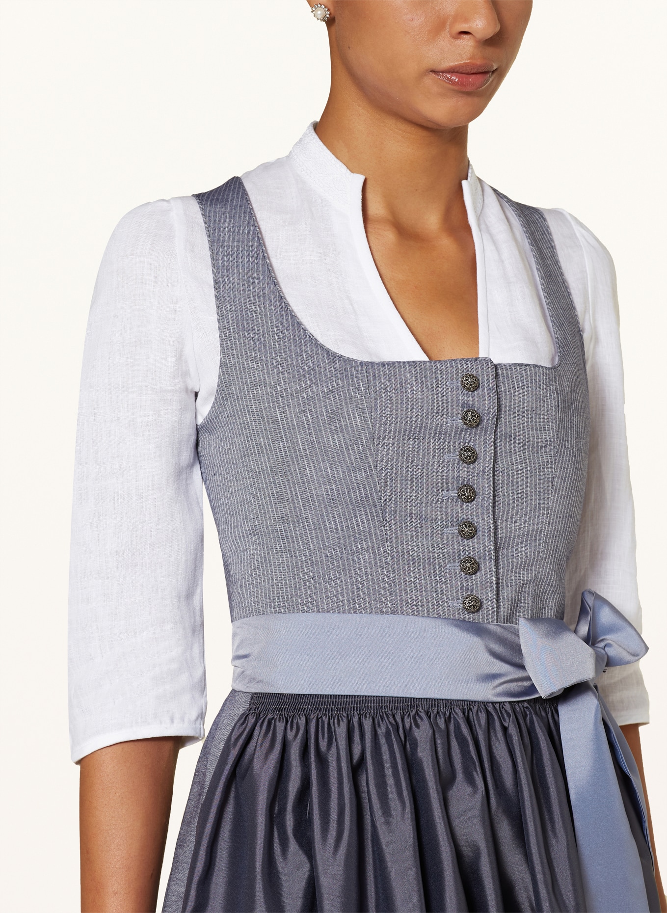 Hammerschmid Dirndlbluse ASTRID aus Leinen mit 3/4-Arm, Farbe: WEISS (Bild 3)