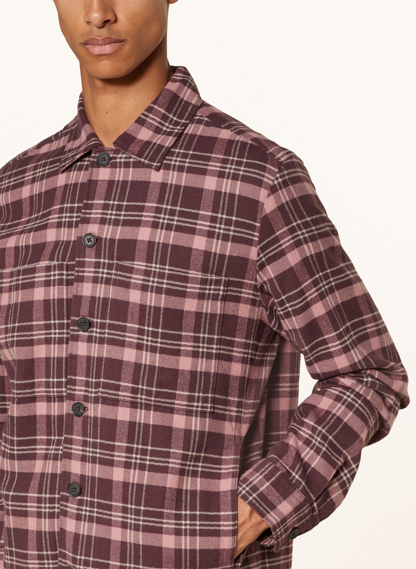 Marc O'Polo Flanell-Overshirt: ROSÉ / DUNKELLILA