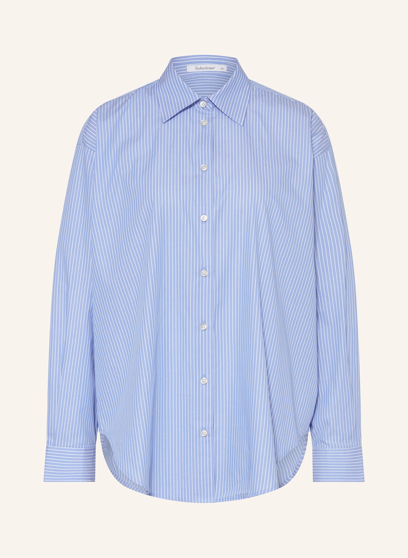 Soluzione Oversized shirt blouse, Color: LIGHT BLUE/ WHITE (Image 1)