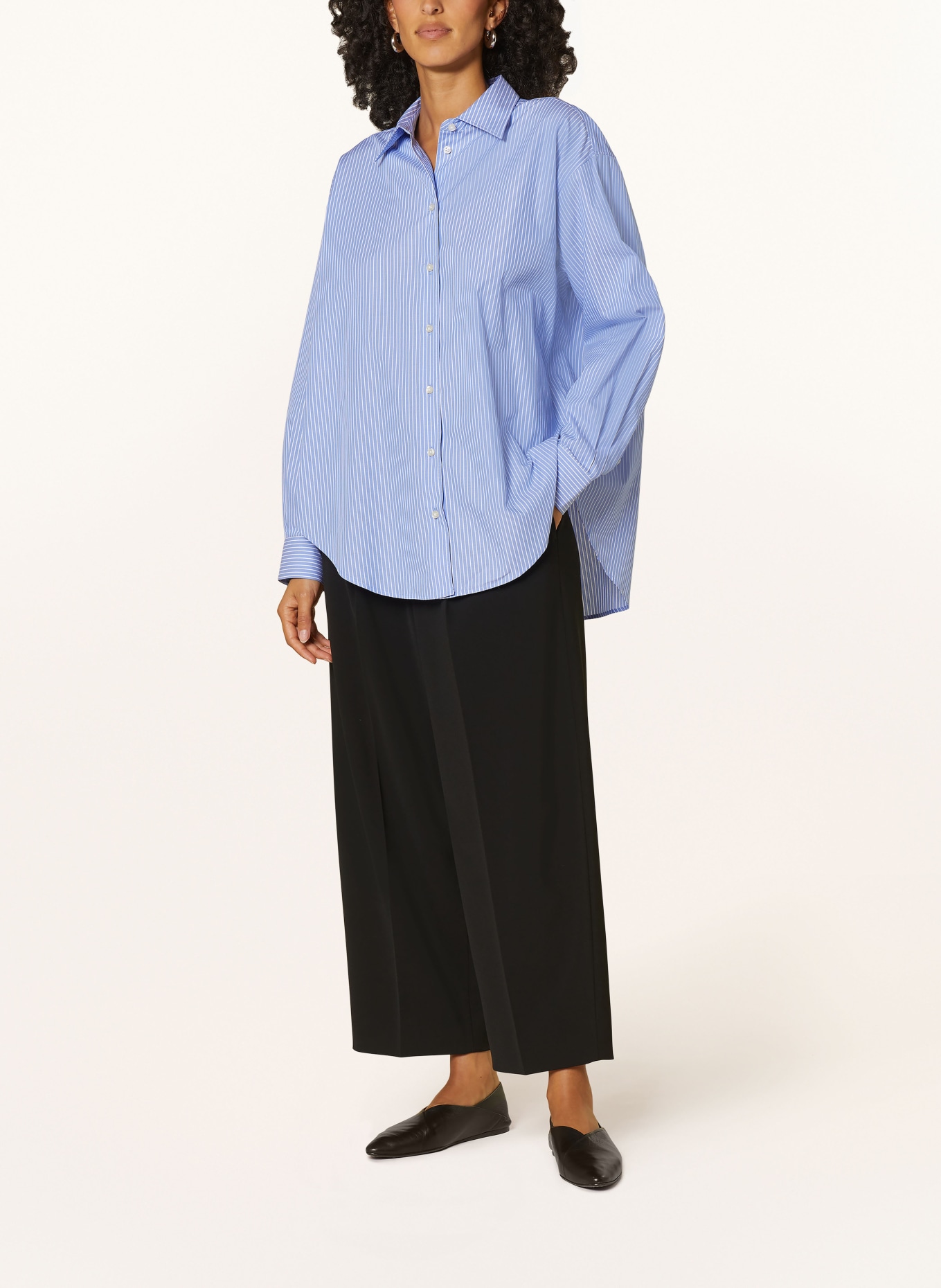 Soluzione Oversized shirt blouse, Color: LIGHT BLUE/ WHITE (Image 2)