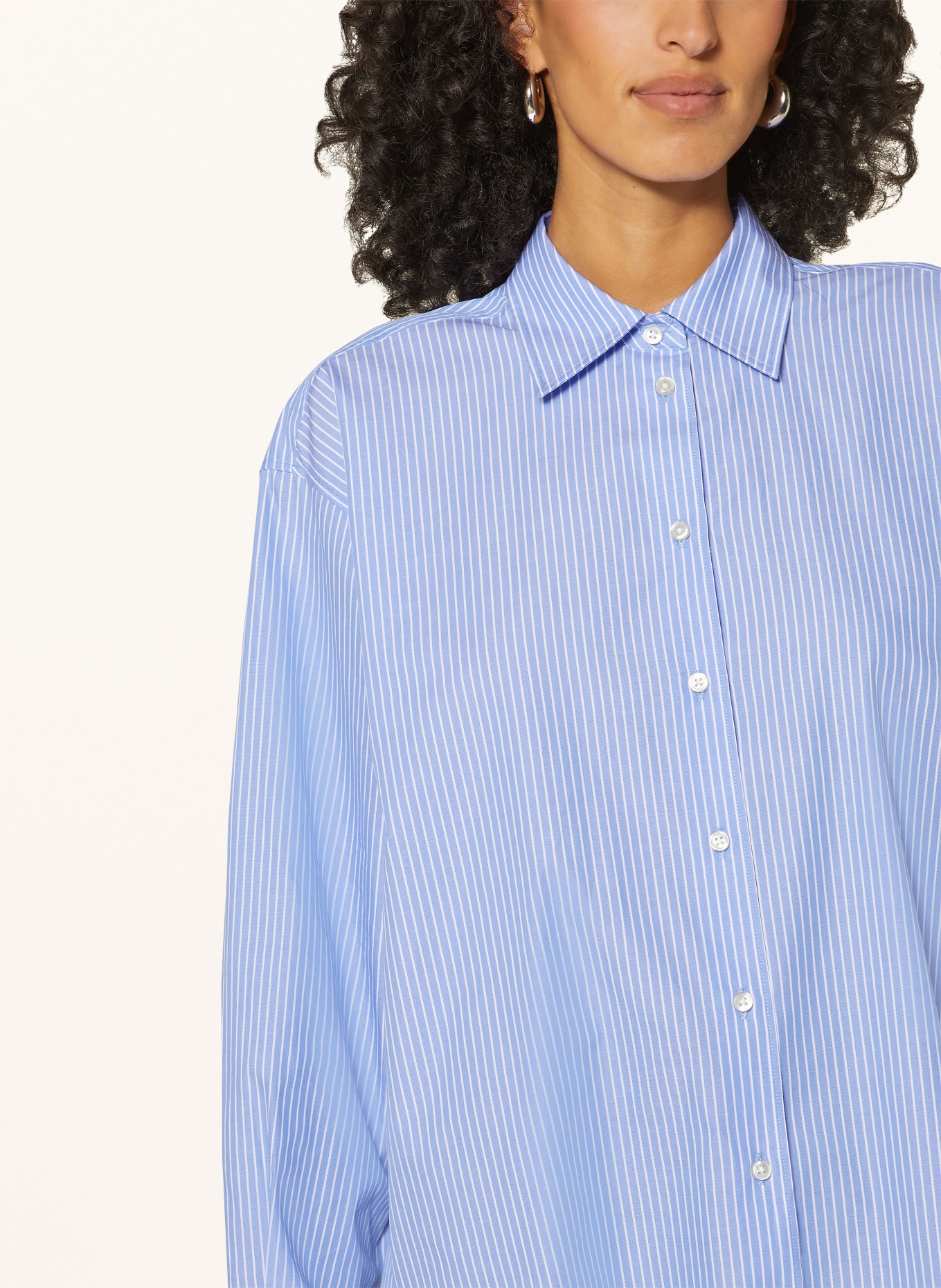 Soluzione Oversized shirt blouse, Color: LIGHT BLUE/ WHITE (Image 4)