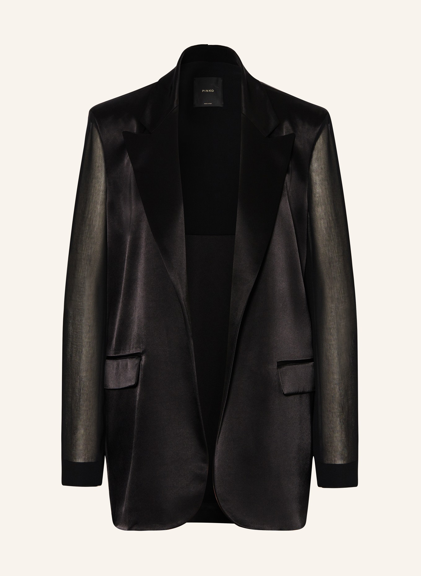 PINKO Long blazer made of satin in black