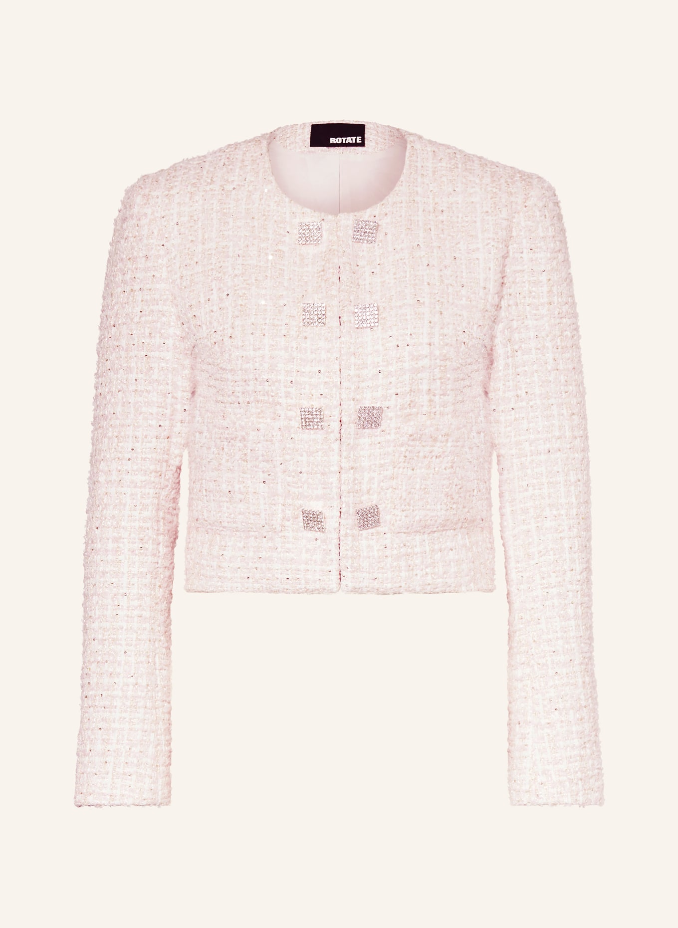 ROTATE Kastenjacke aus Bouclé mit Pailletten, Farbe: WEISS/ ROSA/ GOLD (Bild 1)