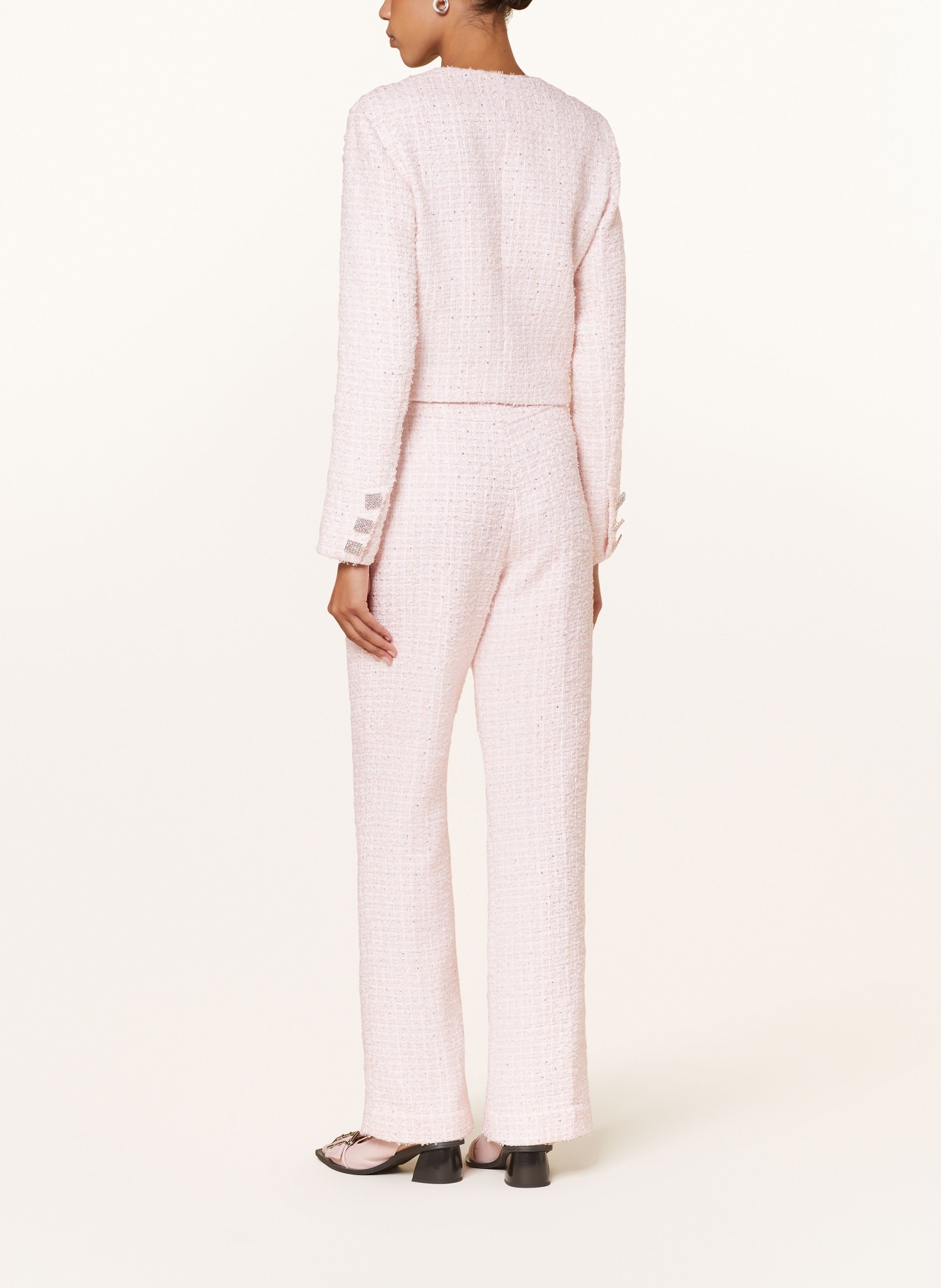 ROTATE Trousers with sequins: WHITE / PINK / GOLD