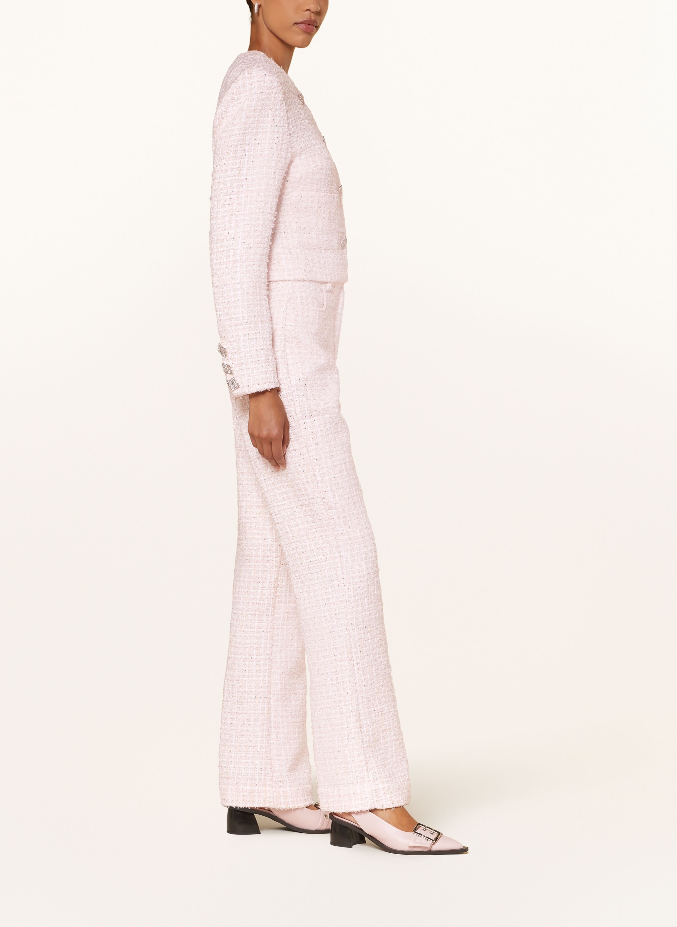 ROTATE Trousers with sequins: WHITE / PINK / GOLD