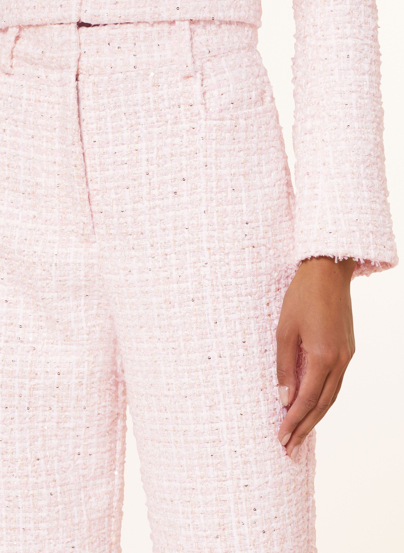 ROTATE Trousers with sequins: WHITE / PINK / GOLD