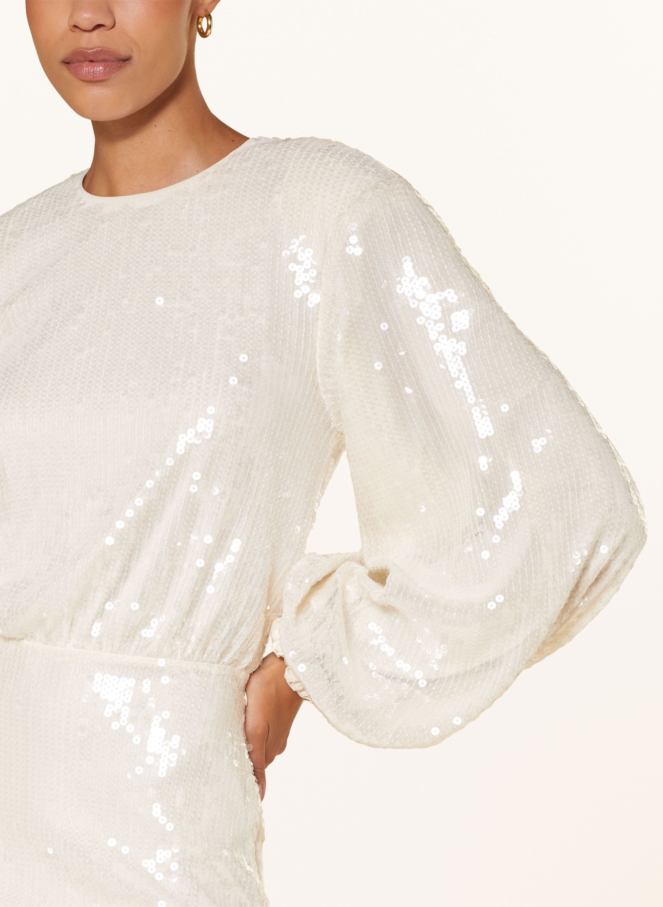 ROTATE Dress with sequins: CREAM