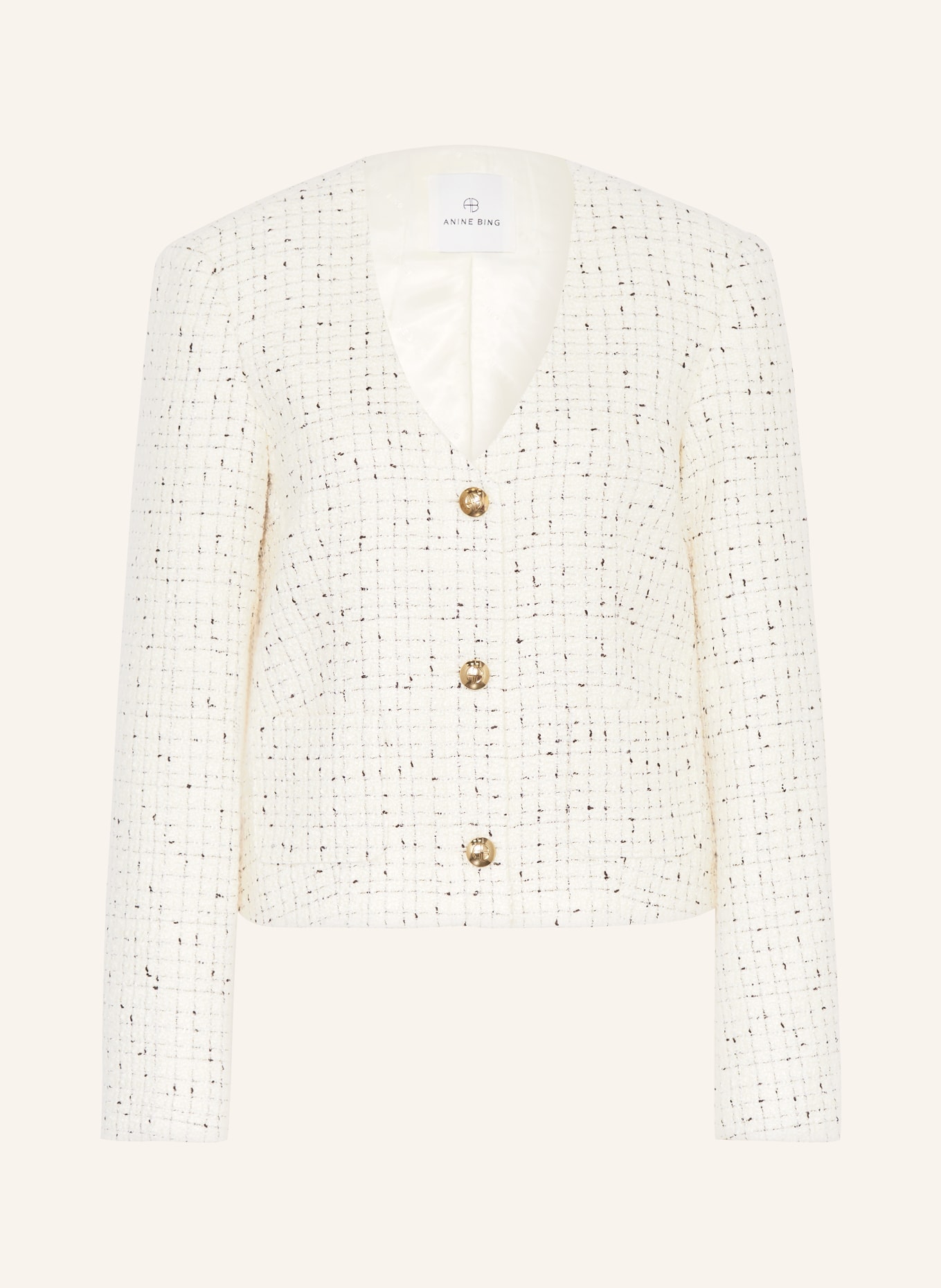 White boucle jacket top