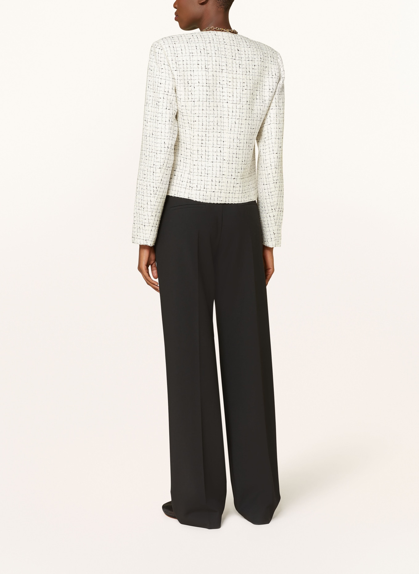 ANINE BING Bouclé jacket ANITTA with glitter thread: white/black white/black