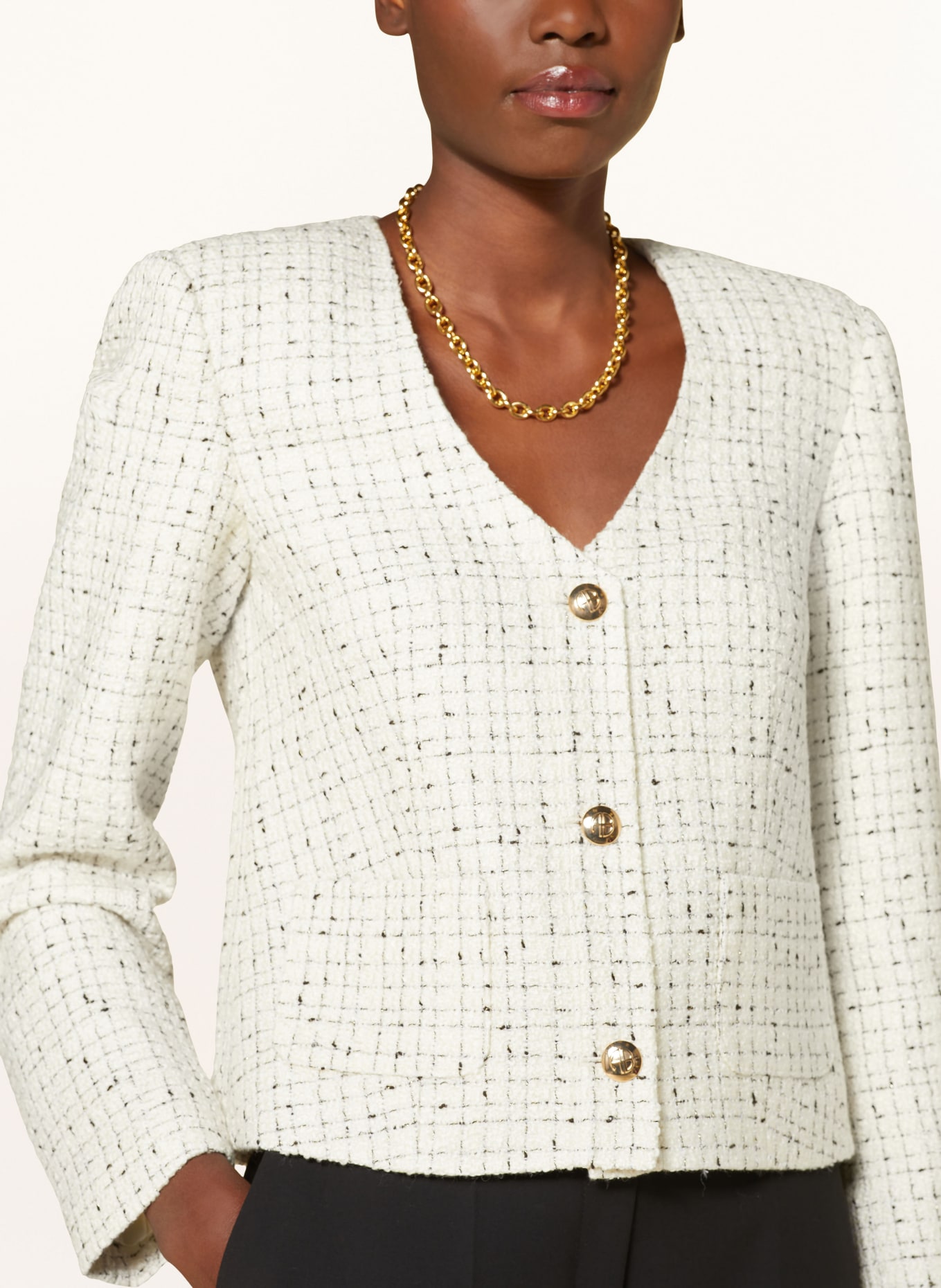 ANINE BING Bouclé jacket ANITTA with glitter thread: white/black white/black