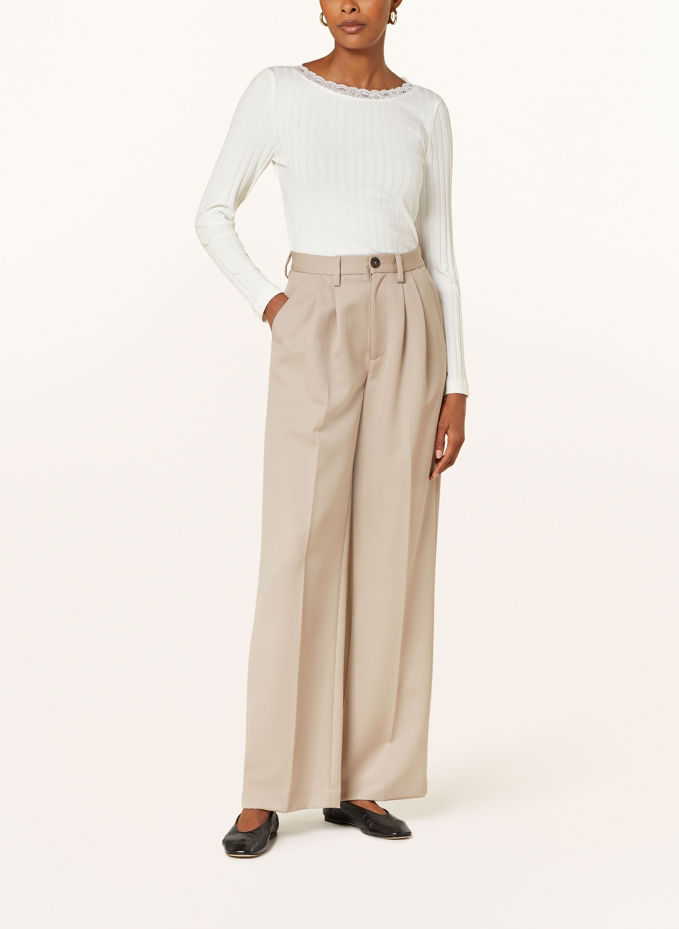 lilienfels Longsleeve mit Spitze in weiss