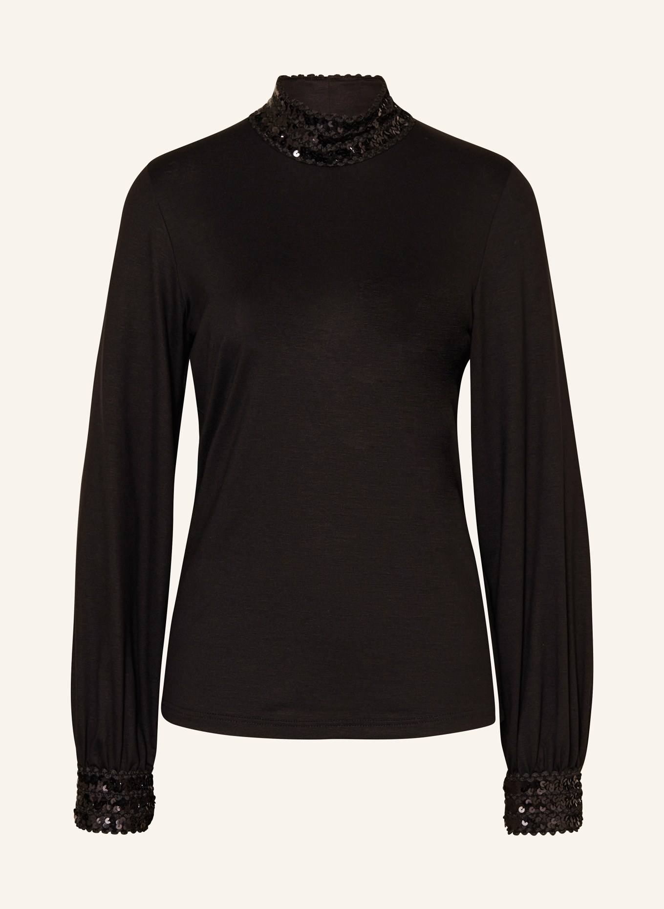 lilienfels Long sleeve shirt with sequins, Color: BLACK (Image 1)