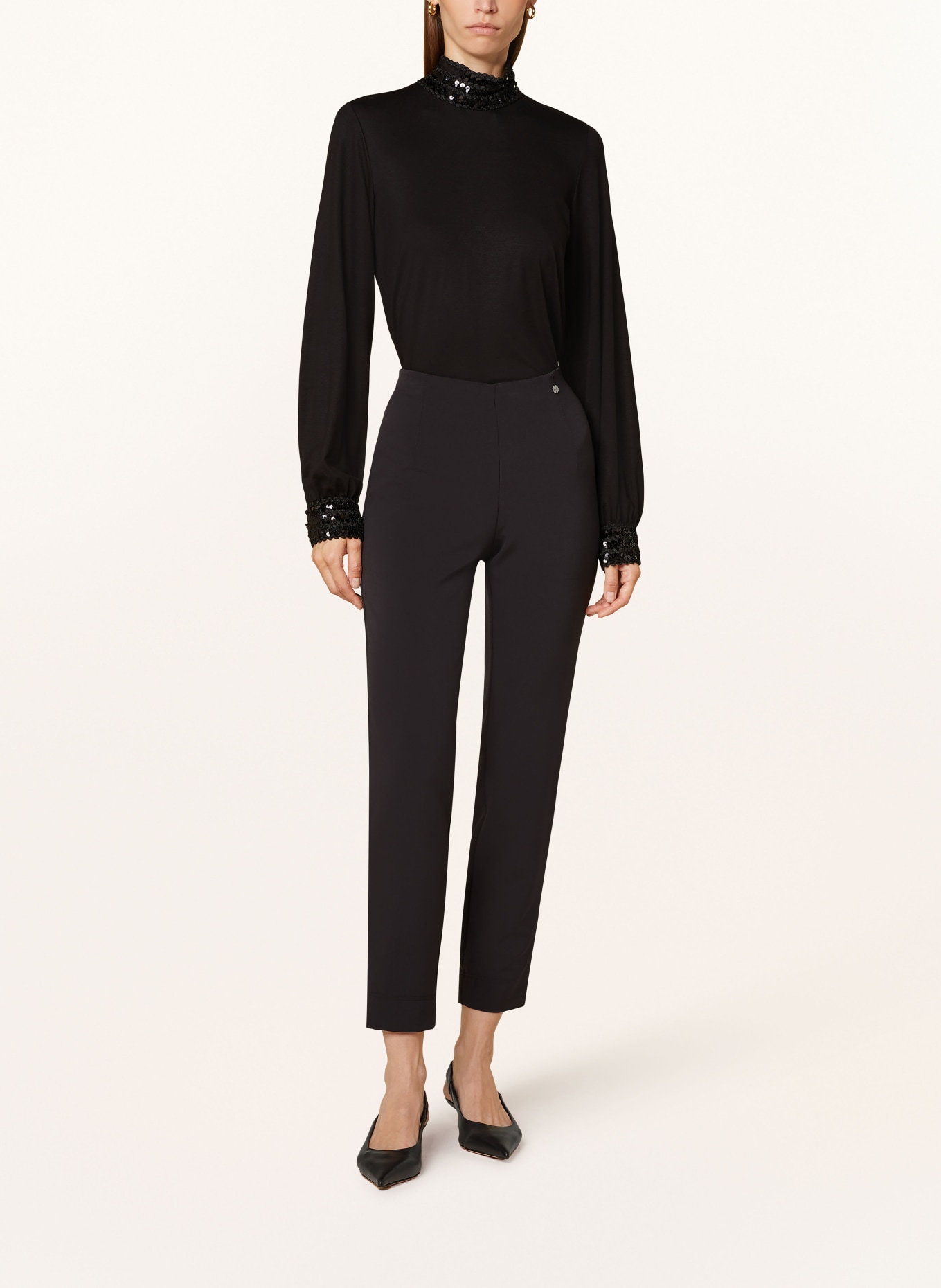 lilienfels Long sleeve shirt with sequins, Color: BLACK (Image 2)