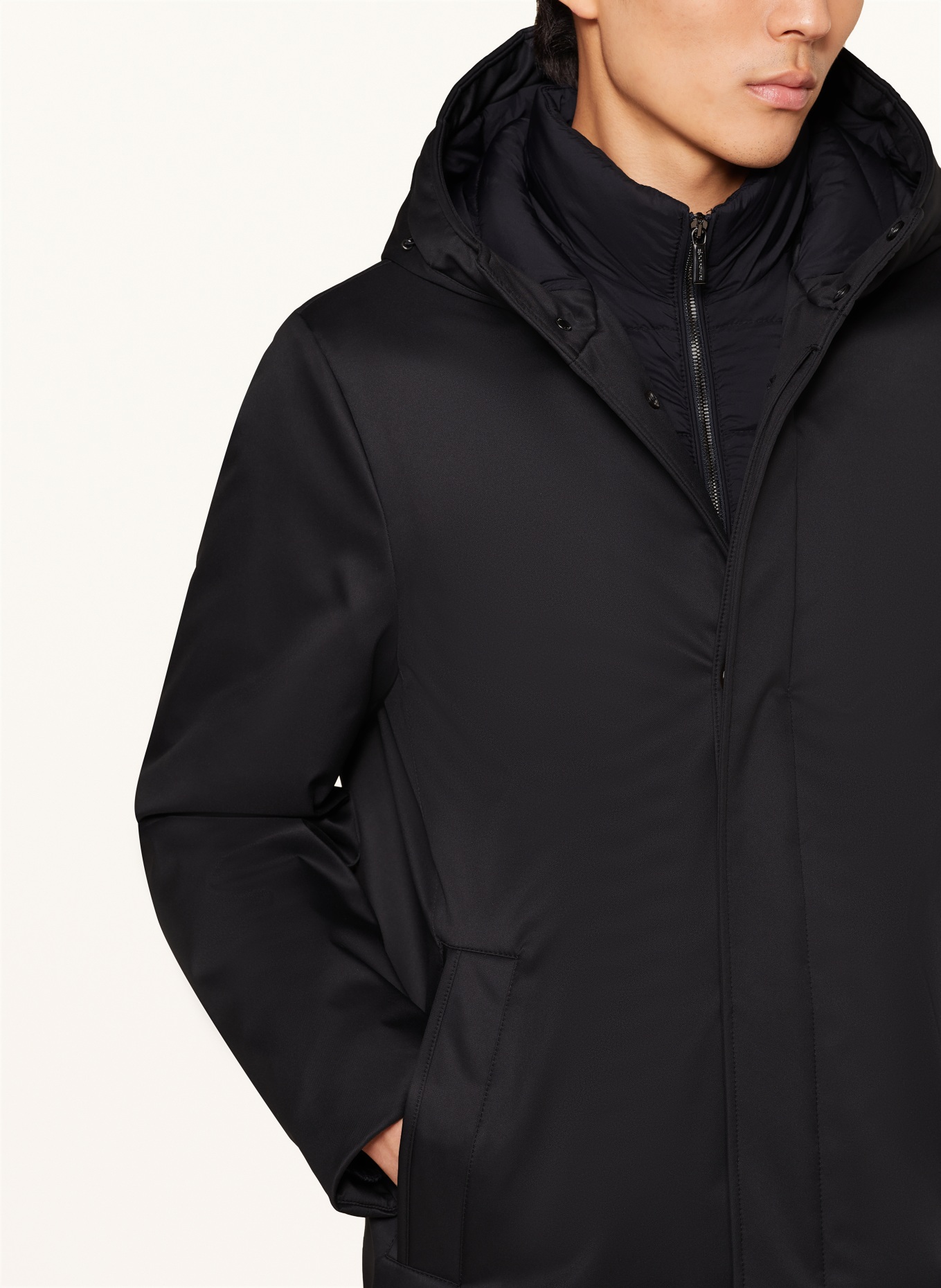 MOORER Parka VANNES s odnímatelným límcem: TMAVĚ MODRÁ